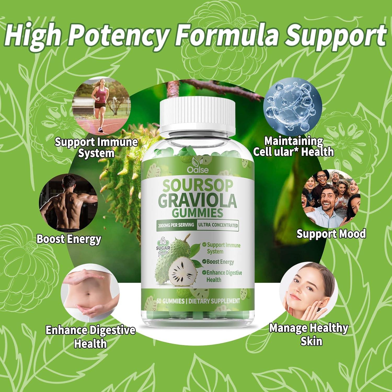 Gomitas de Graviola Soursop OALSE 60 Unidades Sin Azúcar