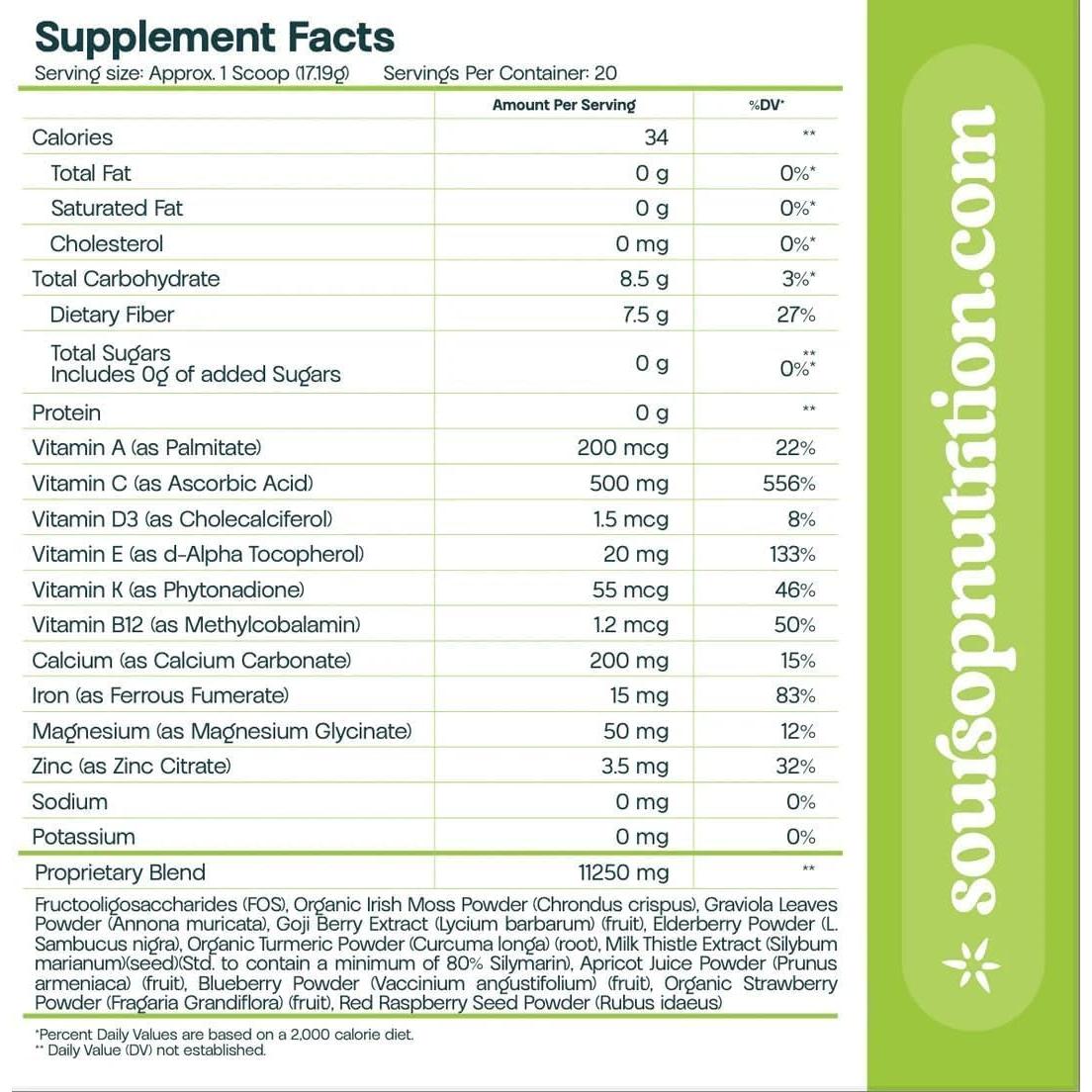 Batido Superfood Soursop Nutrition Carga de Chocolate 440g