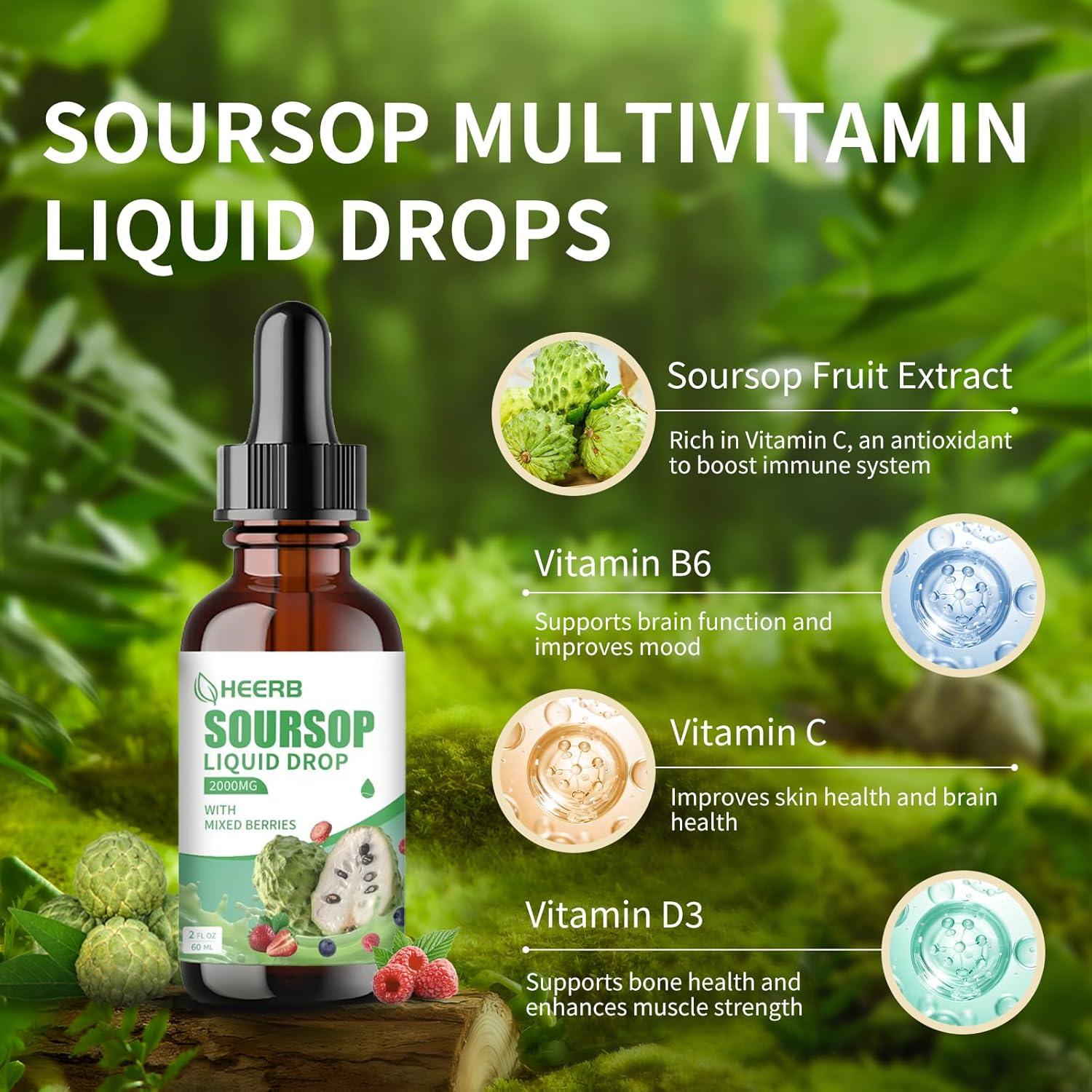 Gotas Líquidas de Soursop HEERB 60 ml - Multivitamínicas Orgánicas