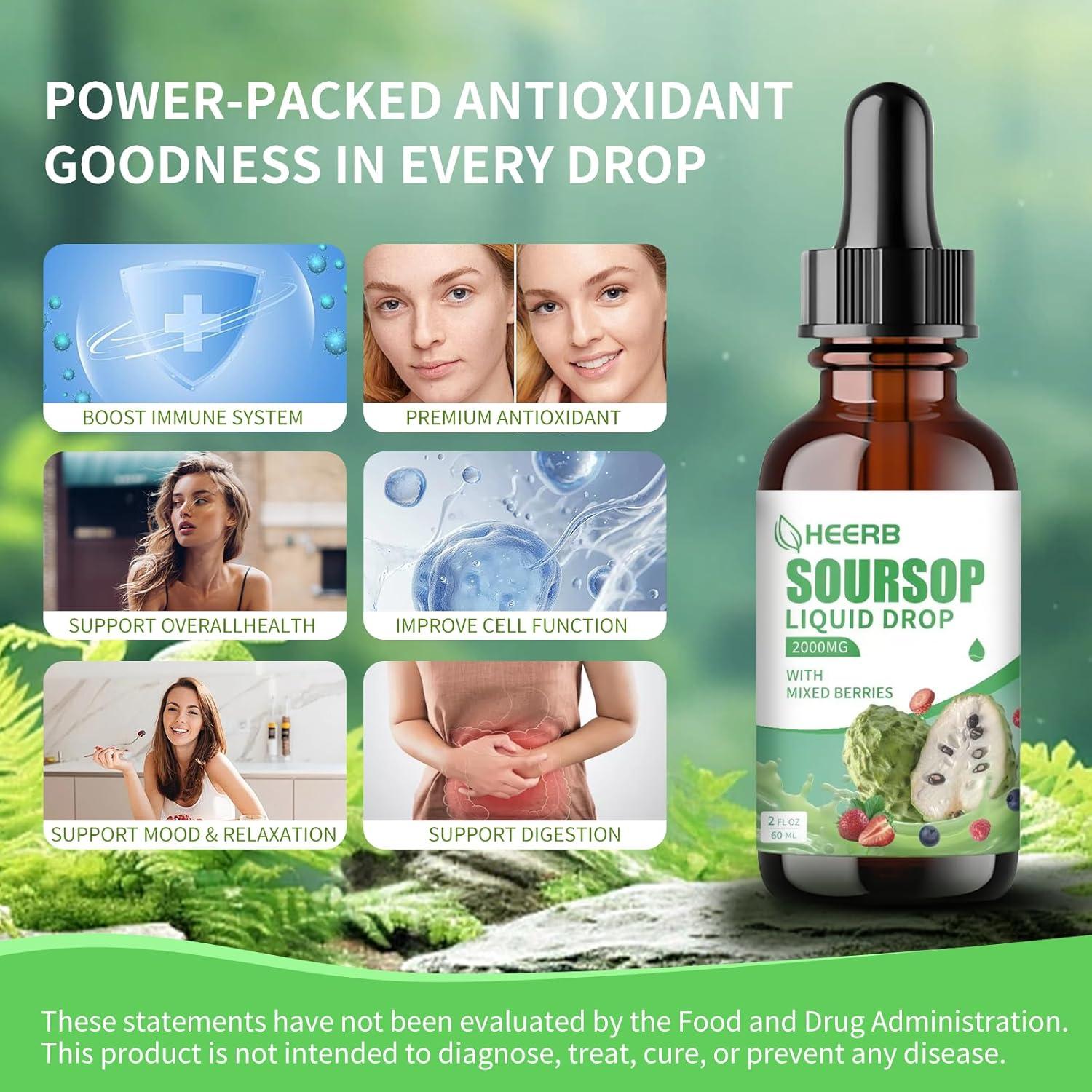 Gotas Líquidas de Soursop HEERB 60 ml - Multivitamínicas Orgánicas