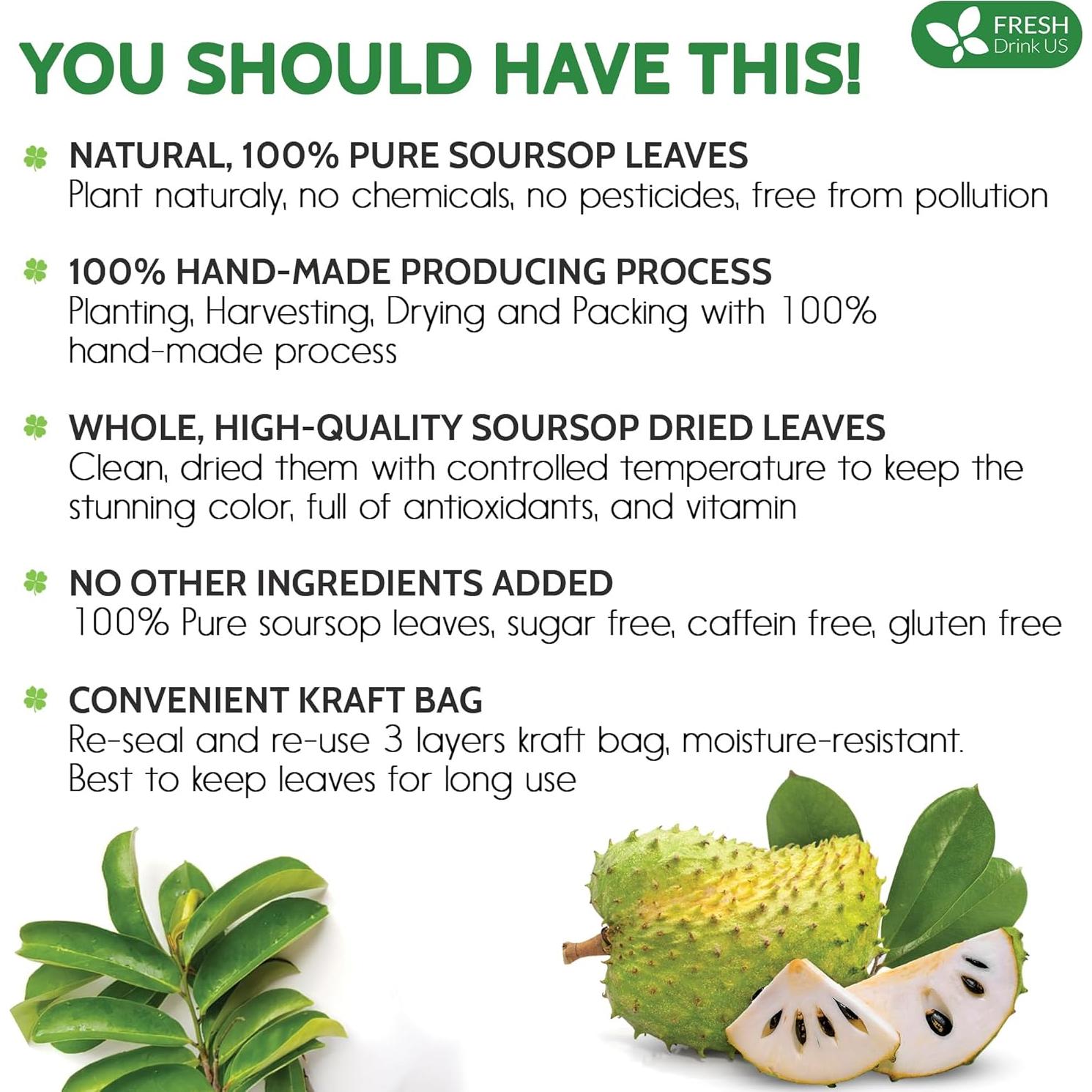 Té de Hojas Secas de Guanábana FreshDrinkUS 330-350 Hojas