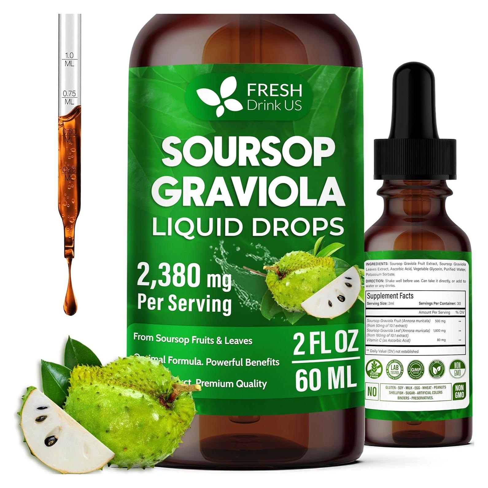 Extracto Líquido de Graviola FRESHDRINKUS 60ml - Vegano y Natural