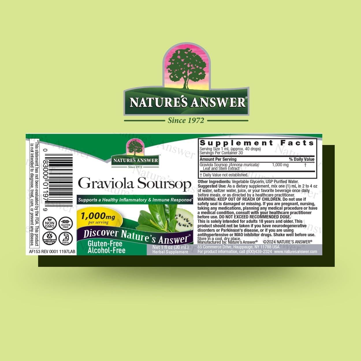 Extracto de Graviola Nature's Answer 30 ml Sin Alcohol