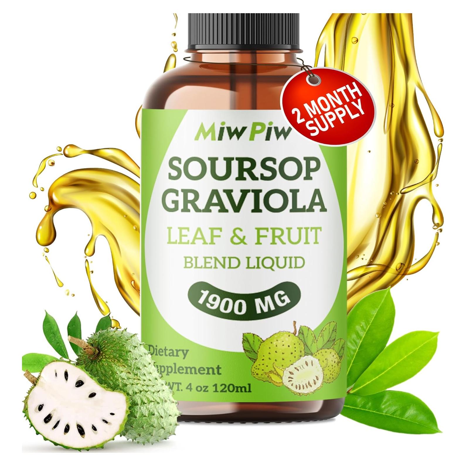 Gotas Líquidas de Soursop Miw Piw 118 ml - Soporte Inmunológico