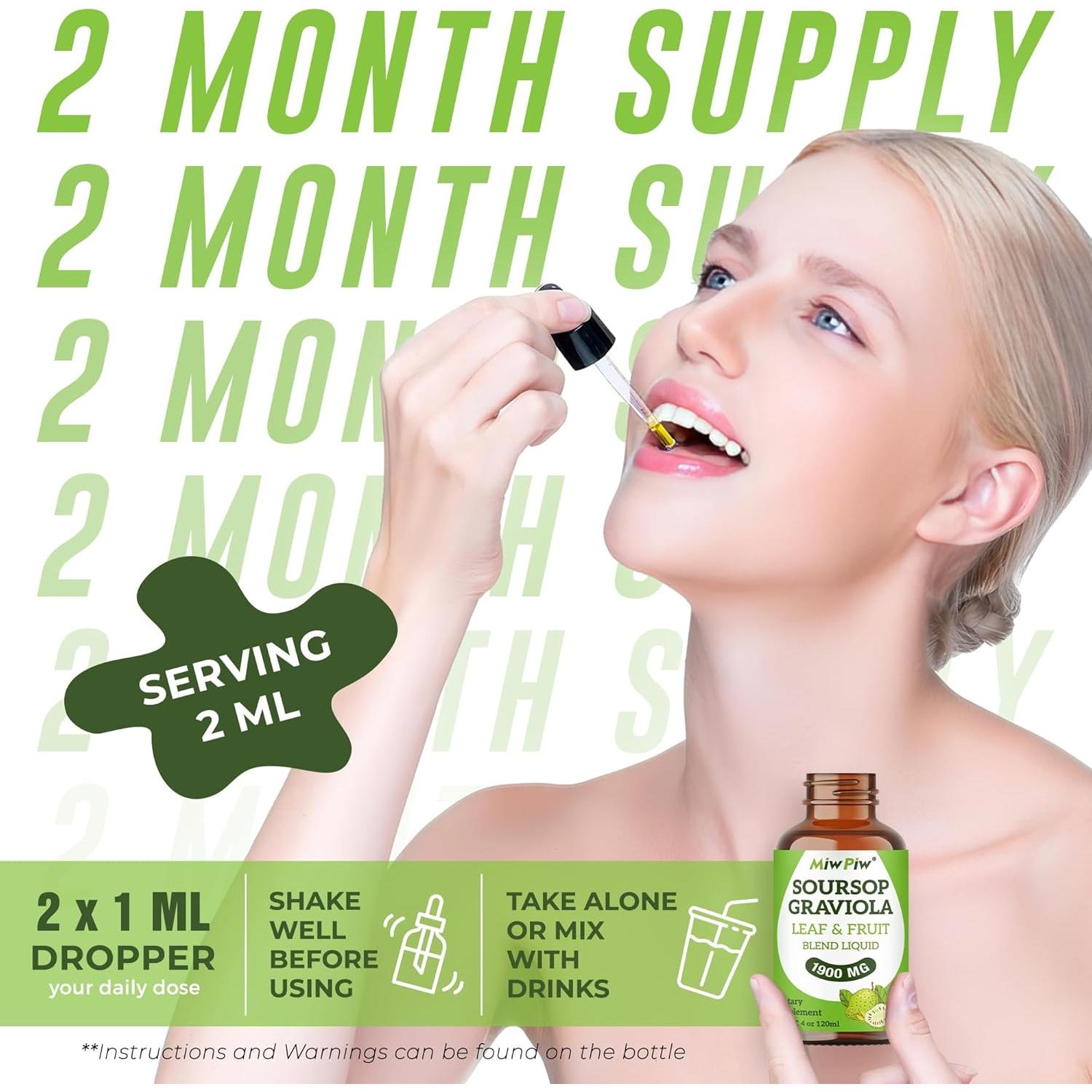 Gotas Líquidas de Soursop Miw Piw 118 ml - Soporte Inmunológico