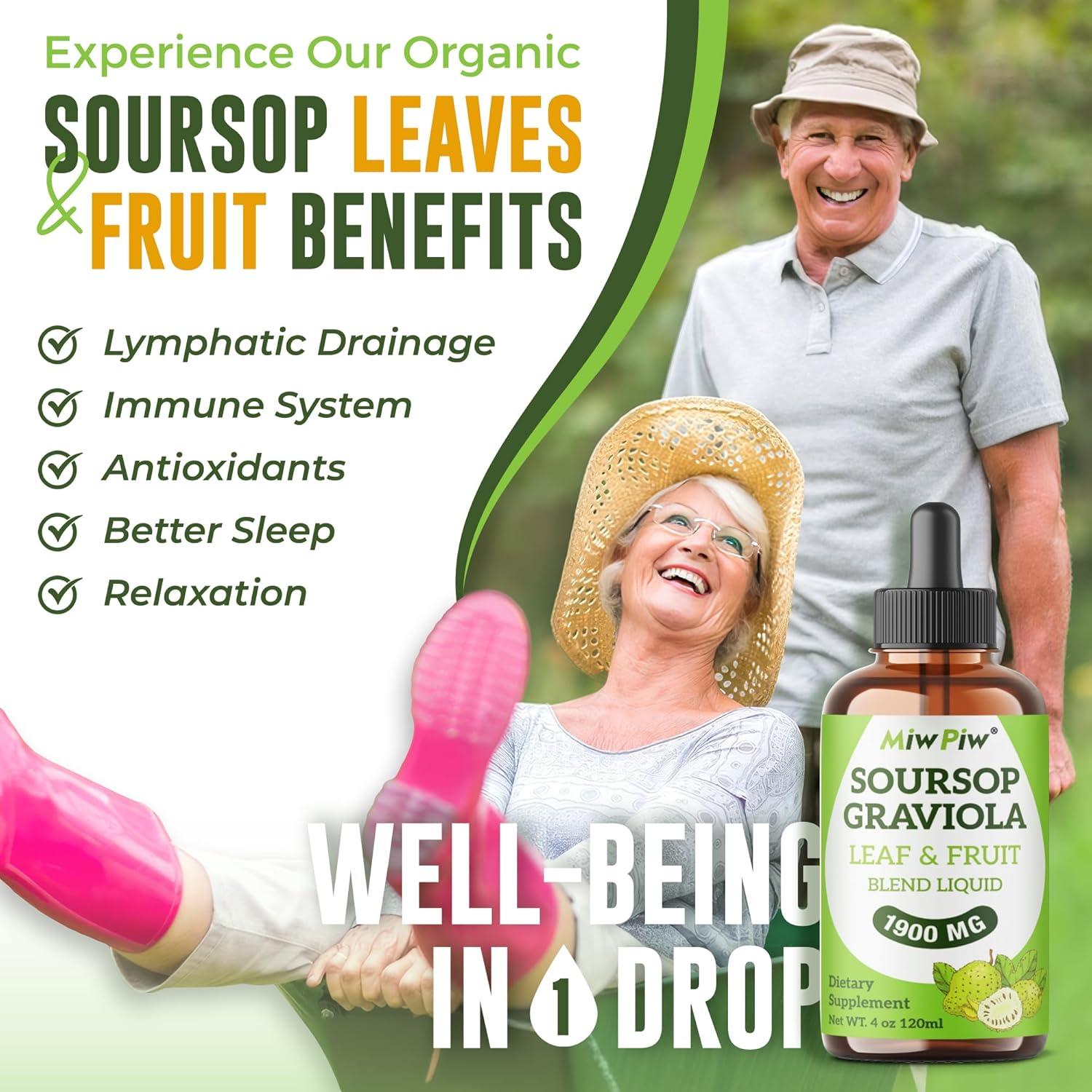 Gotas Líquidas de Soursop Miw Piw 118 ml - Soporte Inmunológico