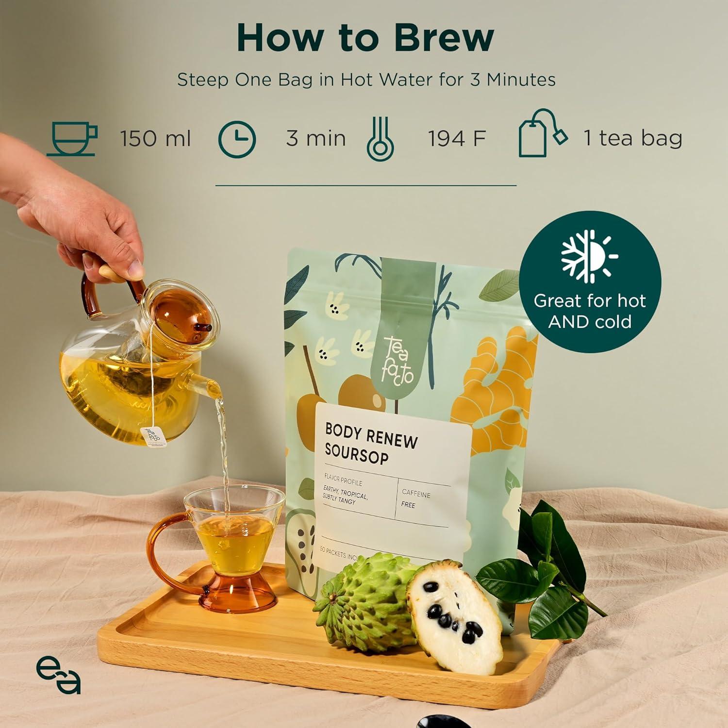 Bolsitas de Té de Guanábana Tea Facto - Paquete de 50 Unidades