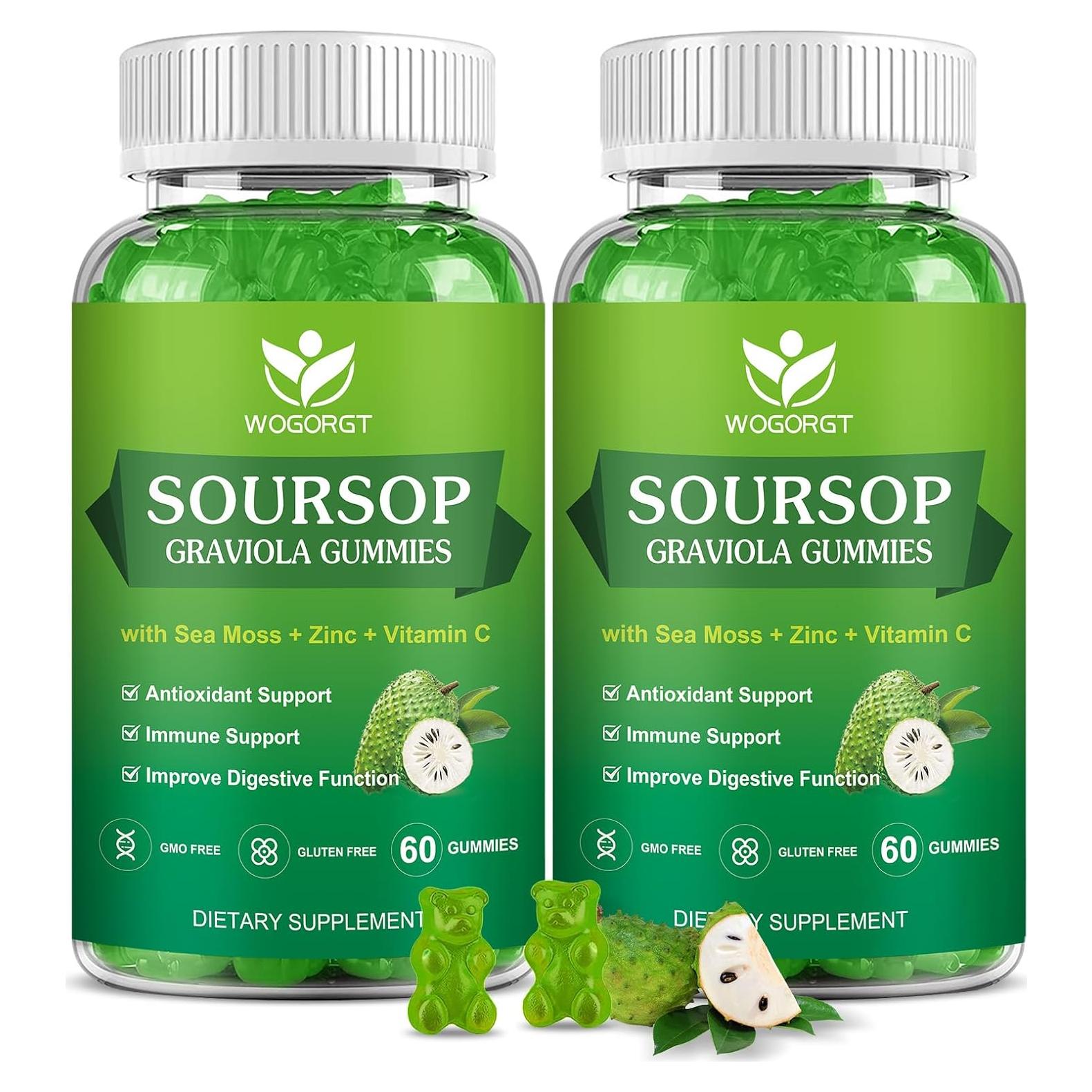 Gomitas de Graviola Soursop WOGORGT - Antioxidante 60 Unidades