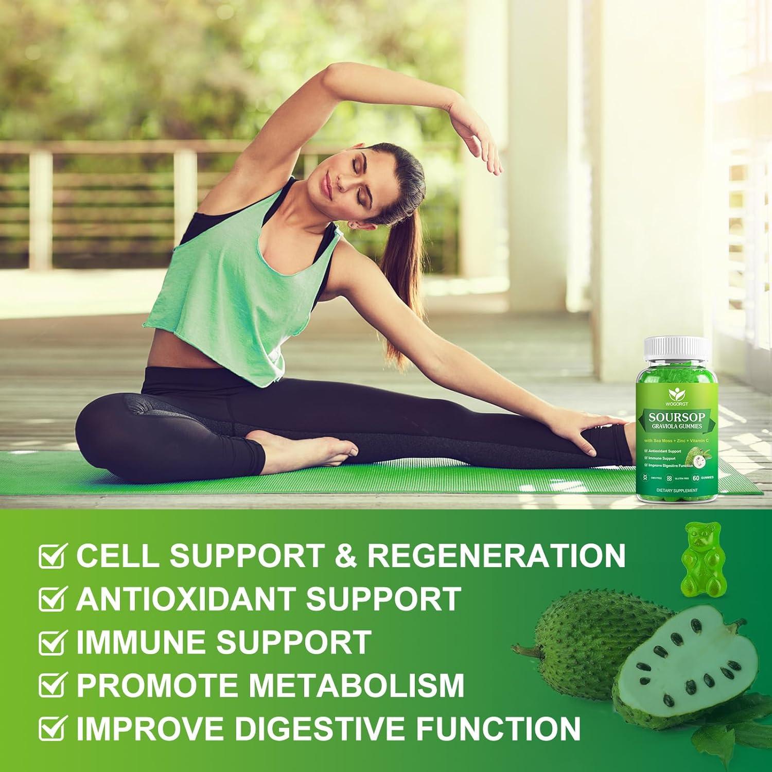 Gomitas de Graviola Soursop WOGORGT - Antioxidante 60 Unidades