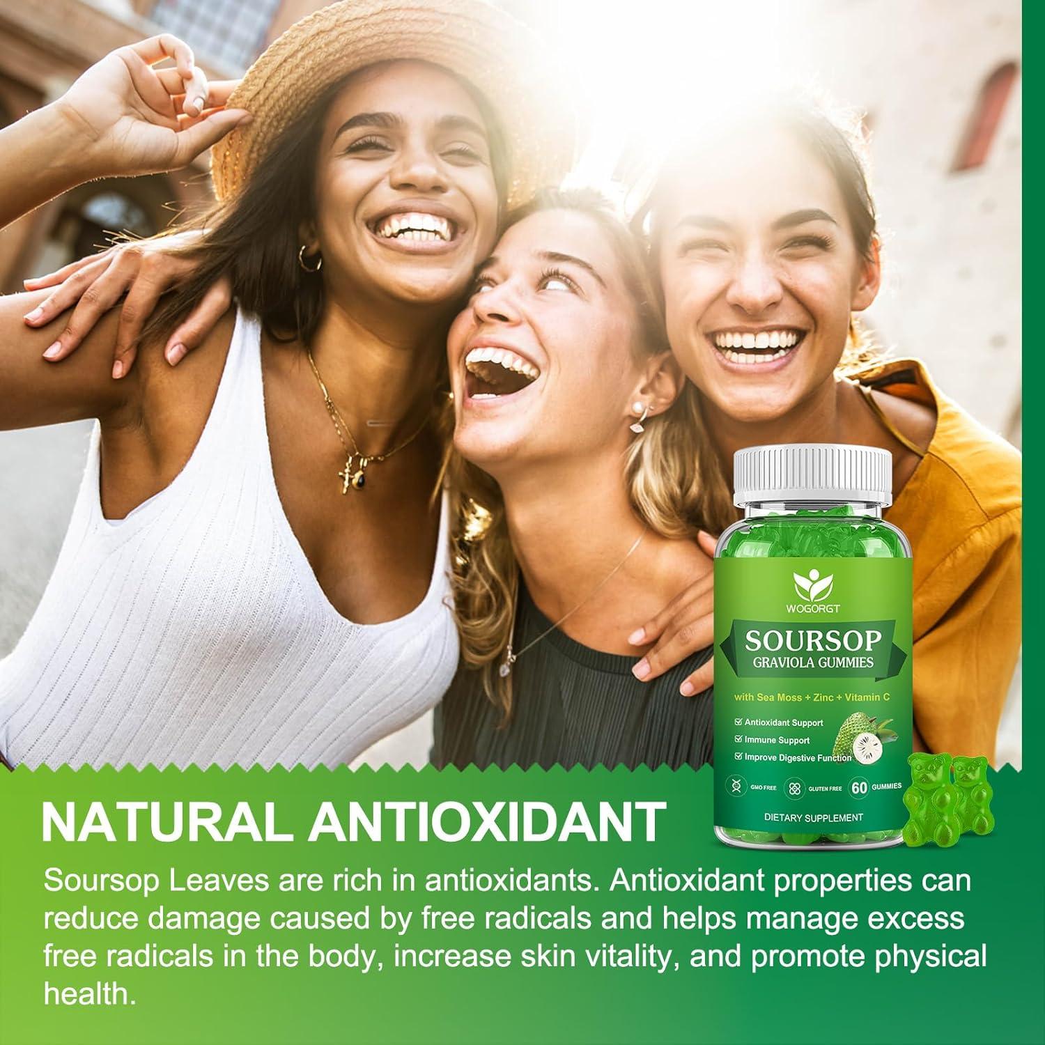 Gomitas de Graviola Soursop WOGORGT - Antioxidante 60 Unidades