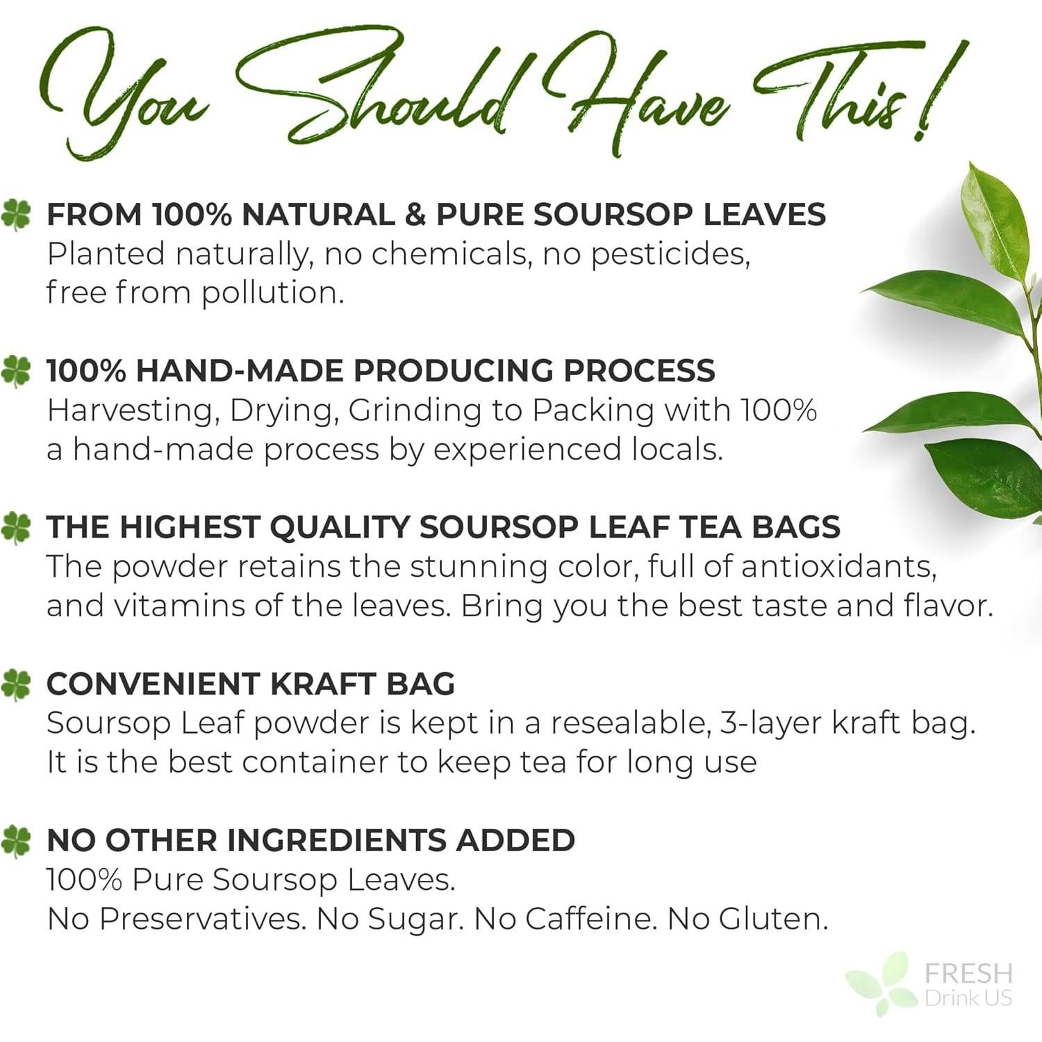 Polvo de Hoja de Guanábana FRESHDRINKUS 28g 100% Natural