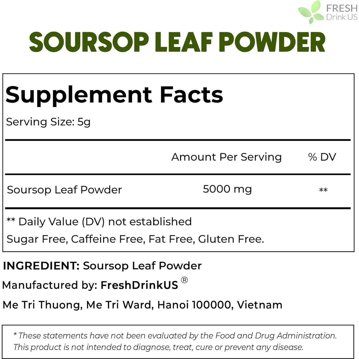 Polvo de Hoja de Guanábana FRESHDRINKUS 28g 100% Natural