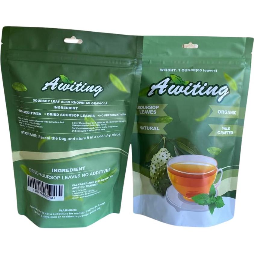 Té de Hojas de Soursop Orgánico Awiting 28g - 60 Hojas Secas