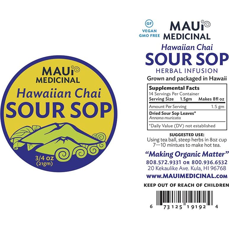 Hojas de Té de Guanábana Orgánicas Maui Medicinal 21g