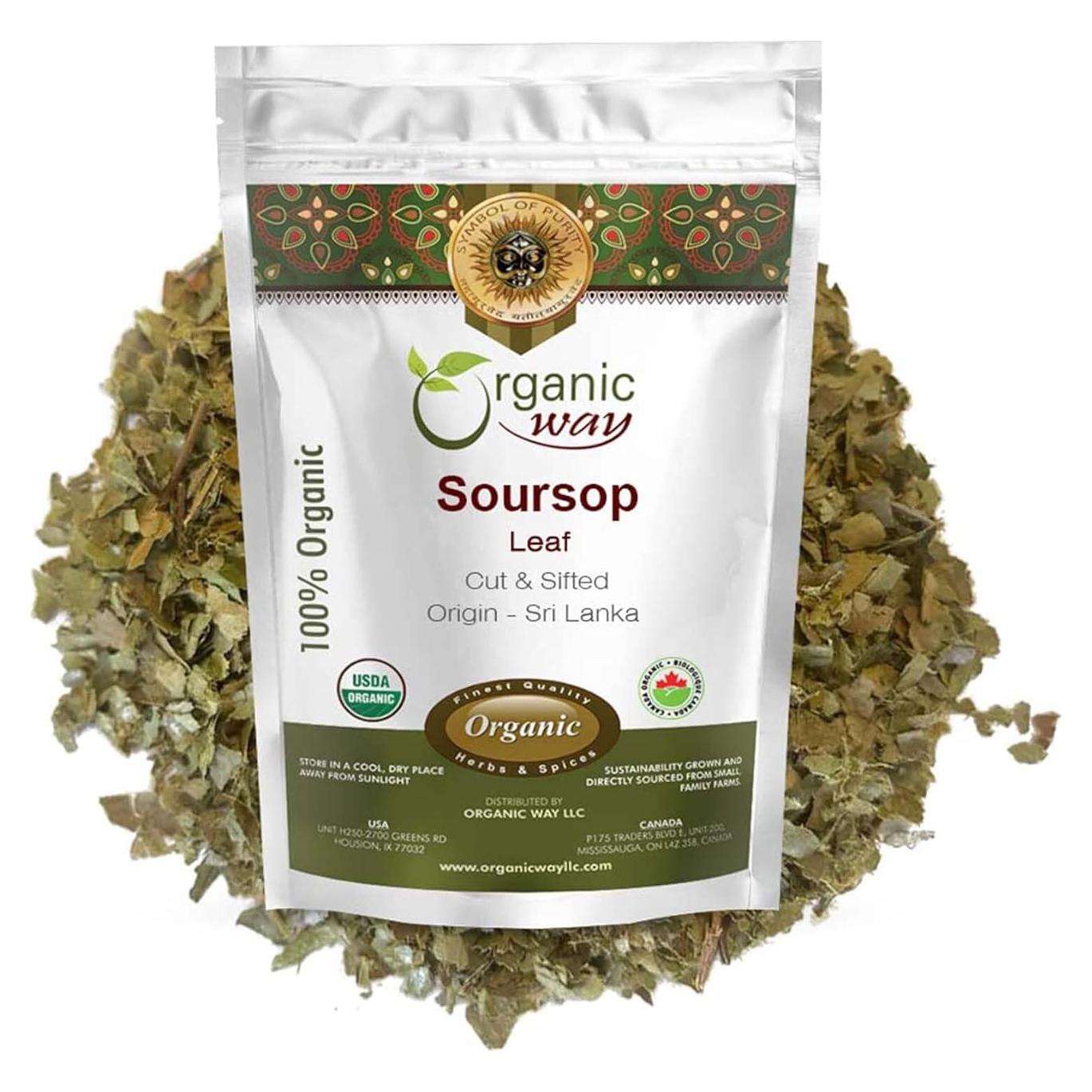 Hoja de Soursop Seco Orgánico 226.8g - Organic Way - Té Herbal