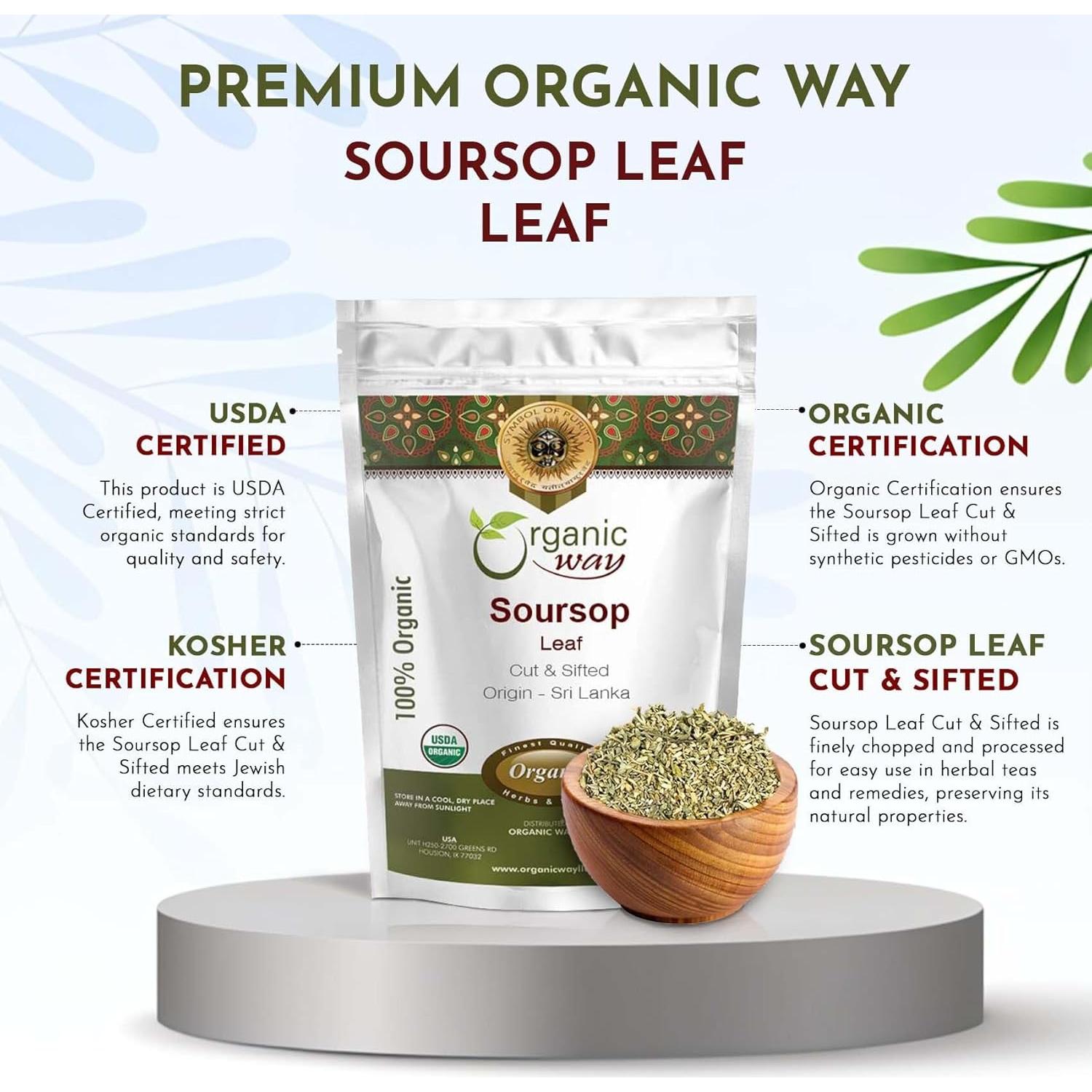 Hoja de Soursop Seco Orgánico 226.8g - Organic Way - Té Herbal