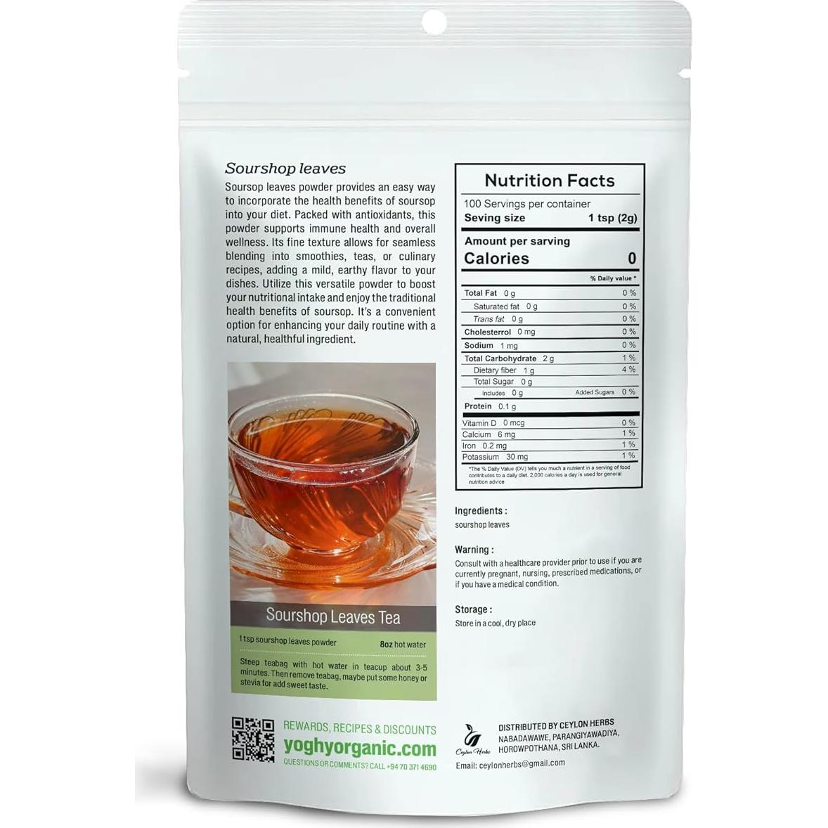 200g Polvo de Hojas de Guanábana Orgánico Ceylon Herbs