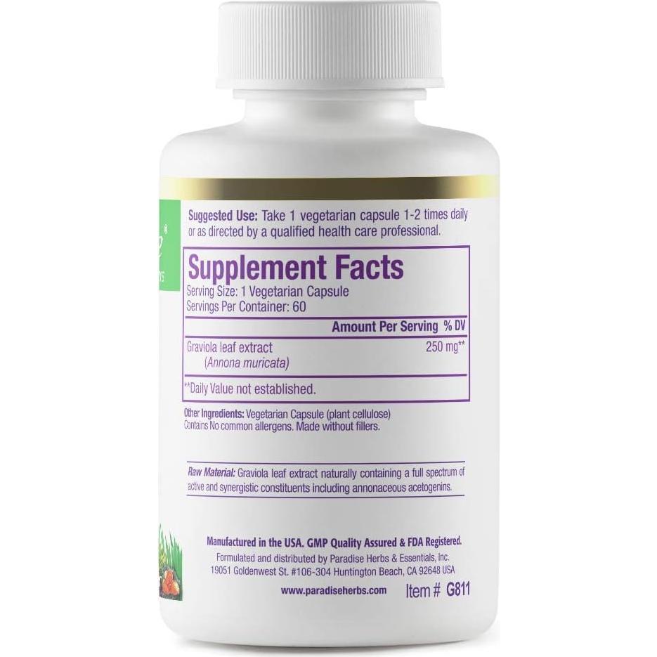 Extracto de Hoja de Graviola Hierbas del Paraíso 60 Cápsulas Veganas