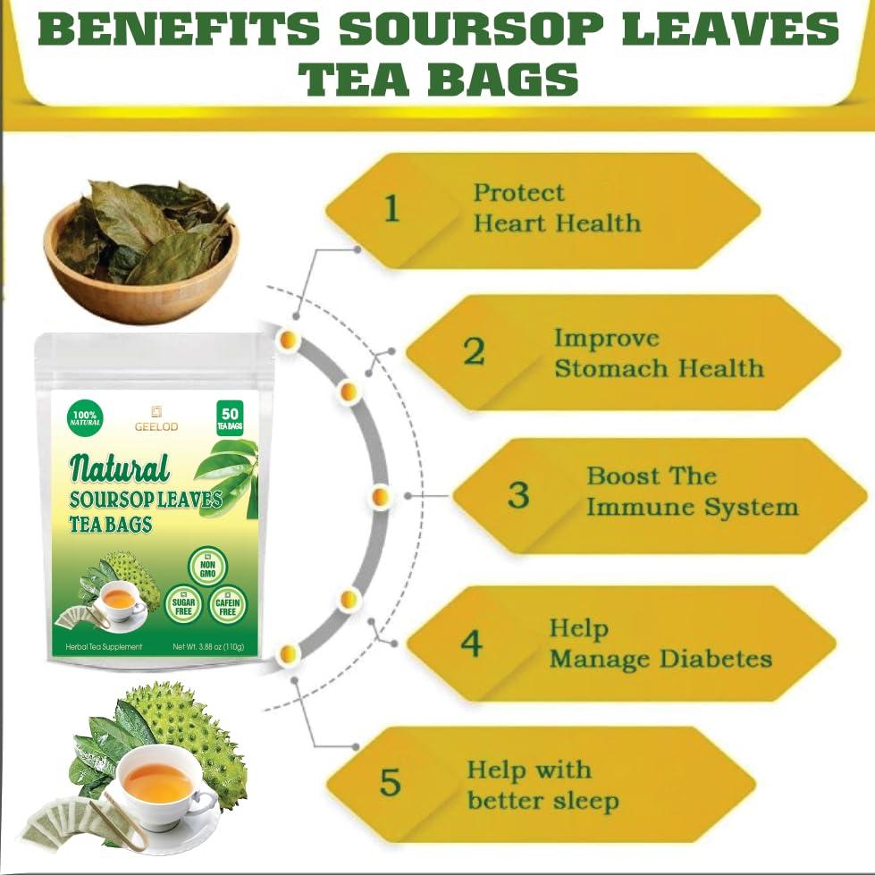Té de Hoja de Guanábana Geelod 50 Bolsitas 100% Natural