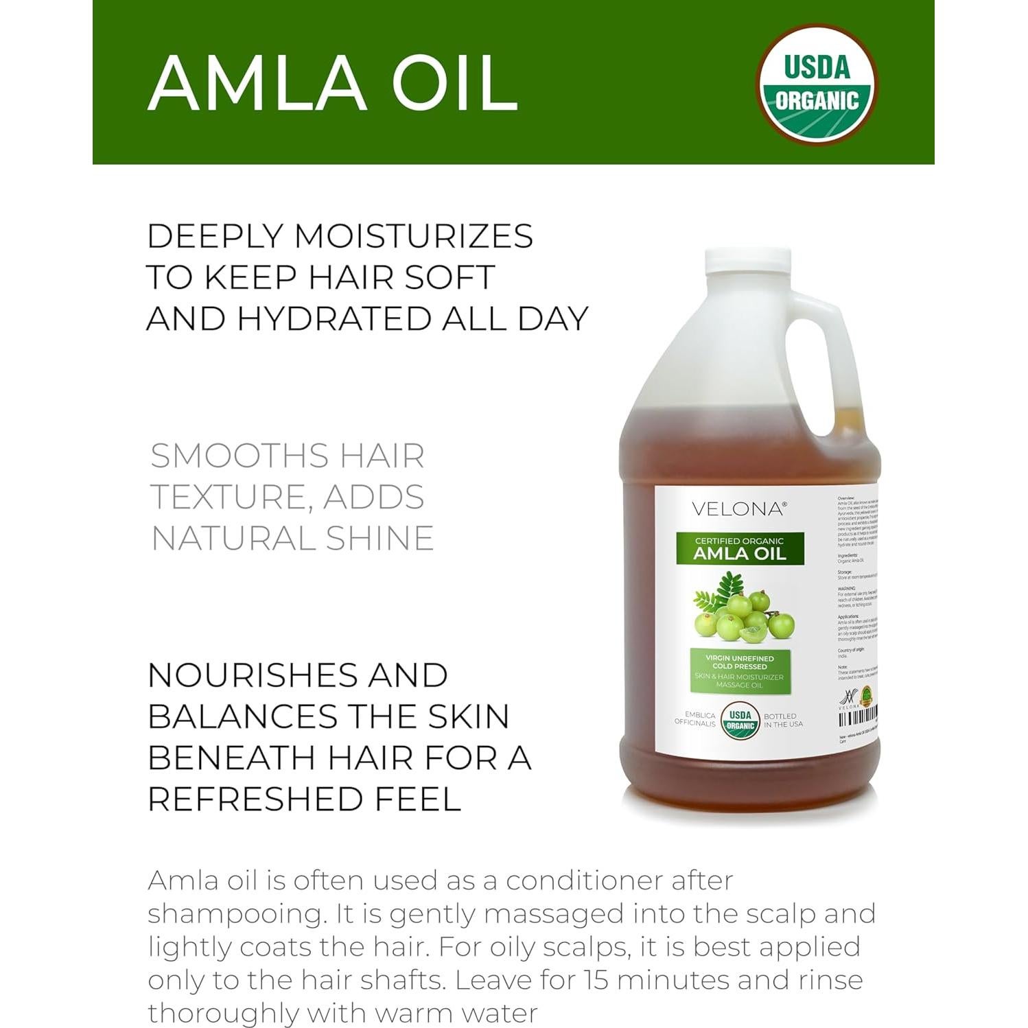 Aceite de Amla orgánico Velona 1.81 kg - 100% puro y natural