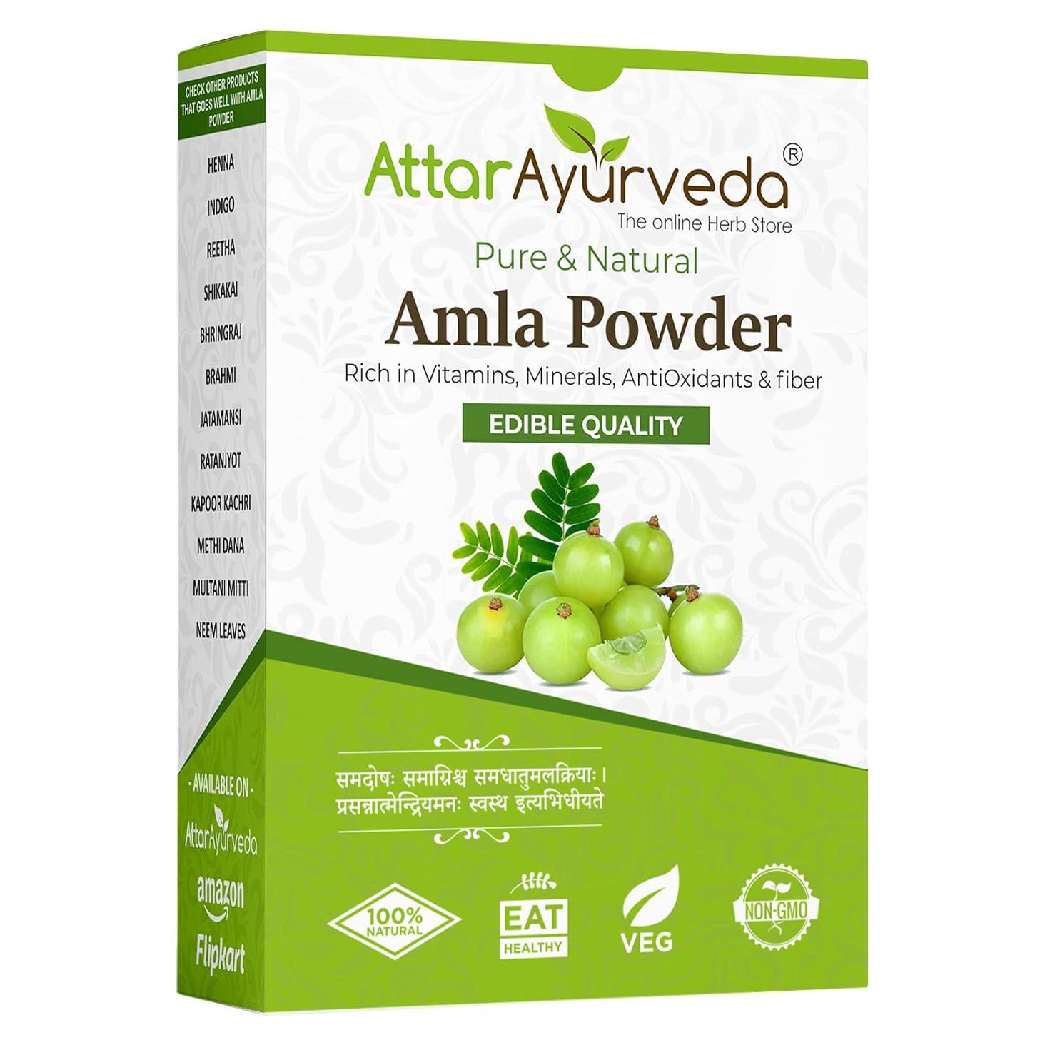 Polvo de Amla Puro Attar Ayurveda 248 g - Crecimiento Cabello y Piel