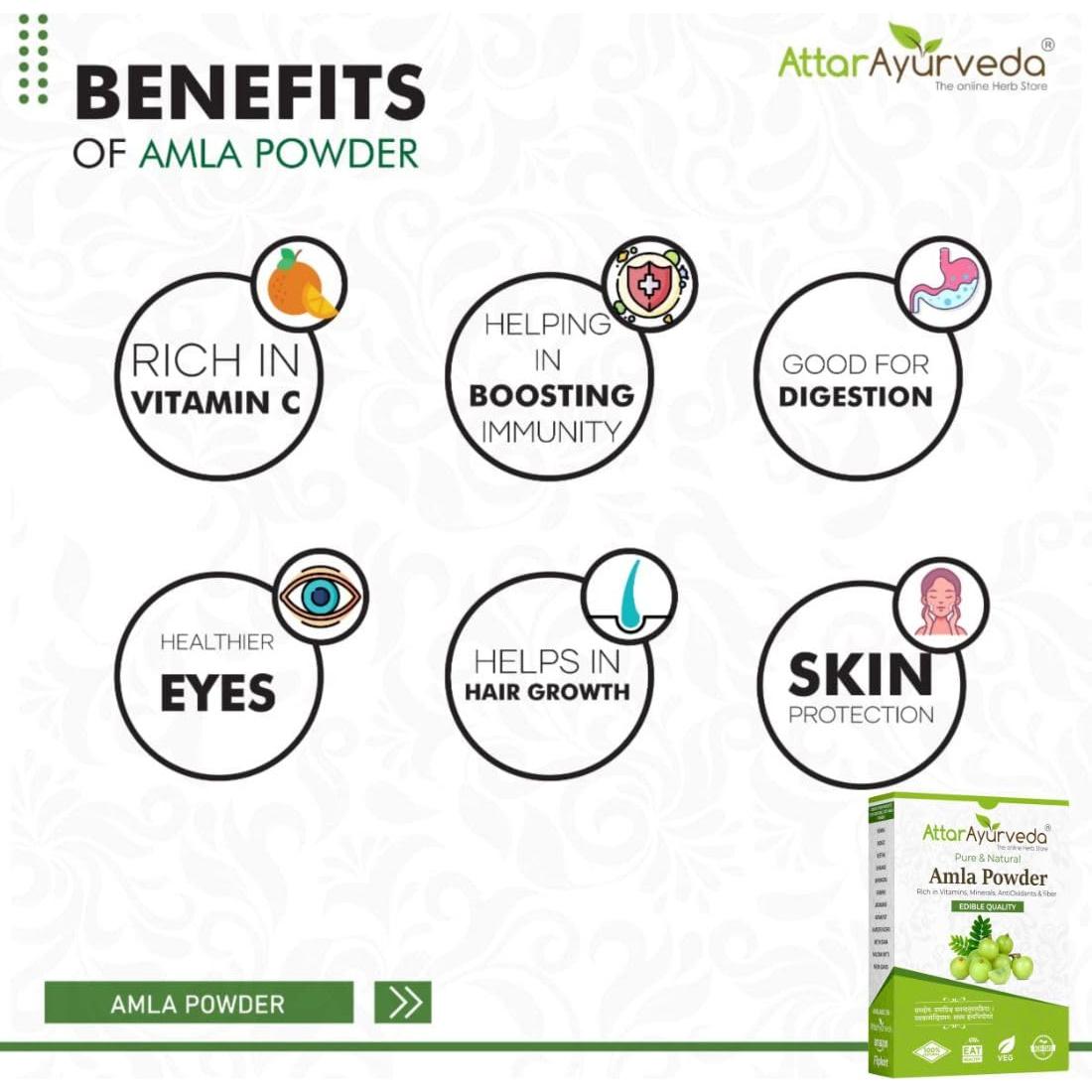 Polvo de Amla Puro Attar Ayurveda 248 g - Crecimiento Cabello y Piel