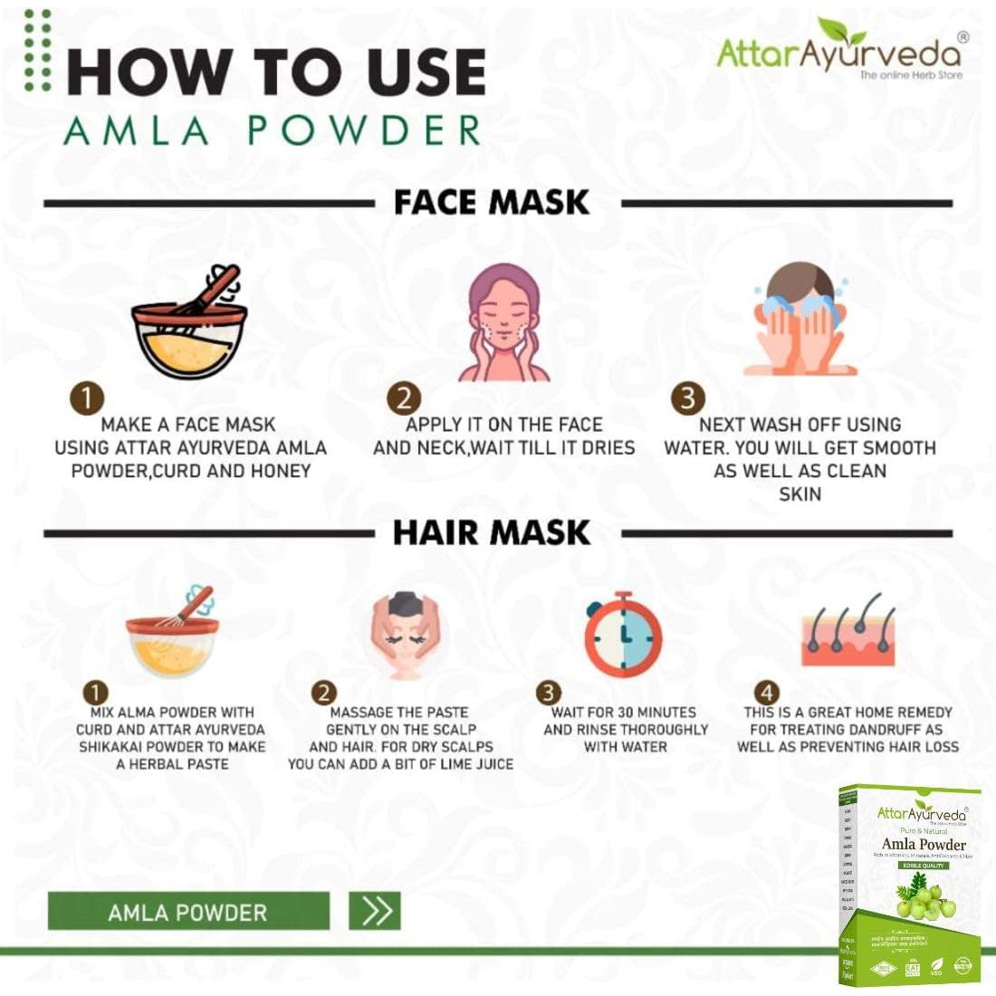 Polvo de Amla Puro Attar Ayurveda 248 g - Crecimiento Cabello y Piel