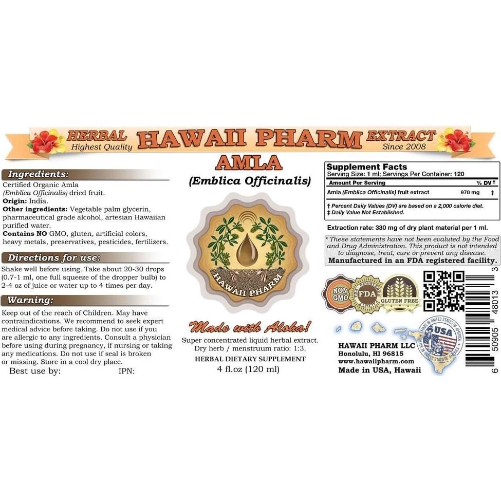 Extracto Líquido de Amla Orgánico HawaiiPharm 60 ml