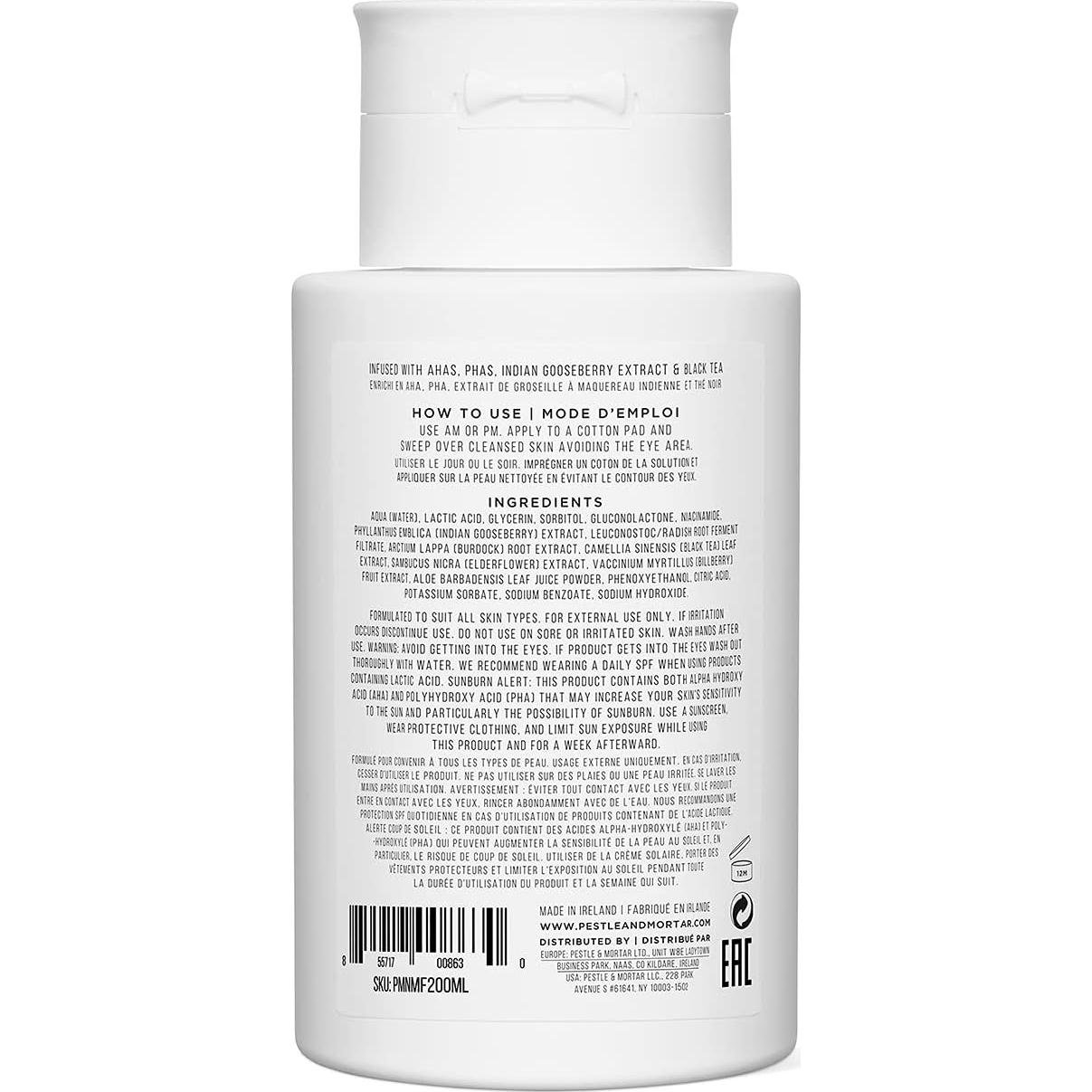Tónico Facial Pestle & Mortar 200 ml - Ácido Láctico 5.34% Hidratante