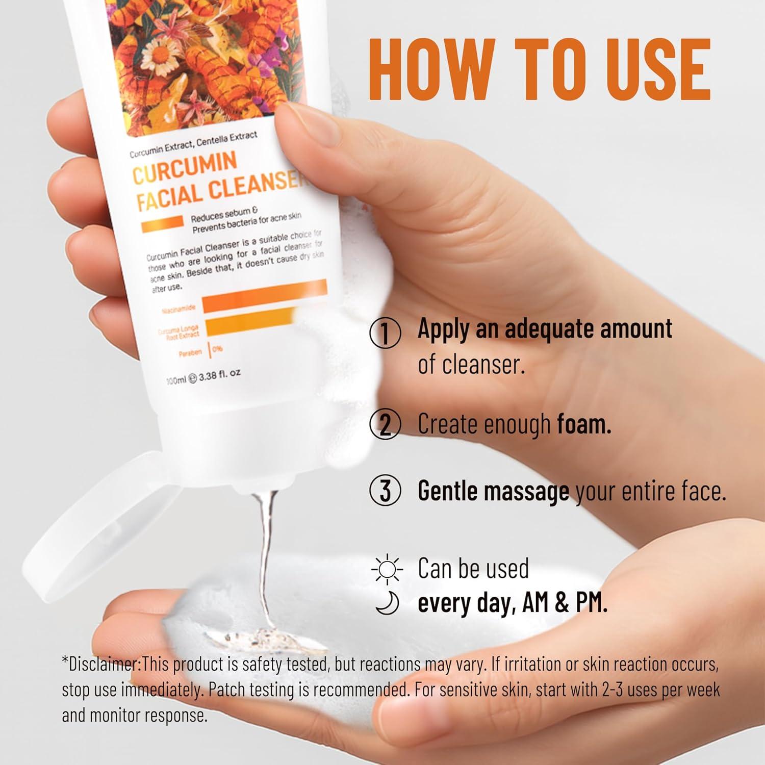 Limpiador Facial ABERA de Cúrcuma 100 ml - Piel Sensible 4 en 1