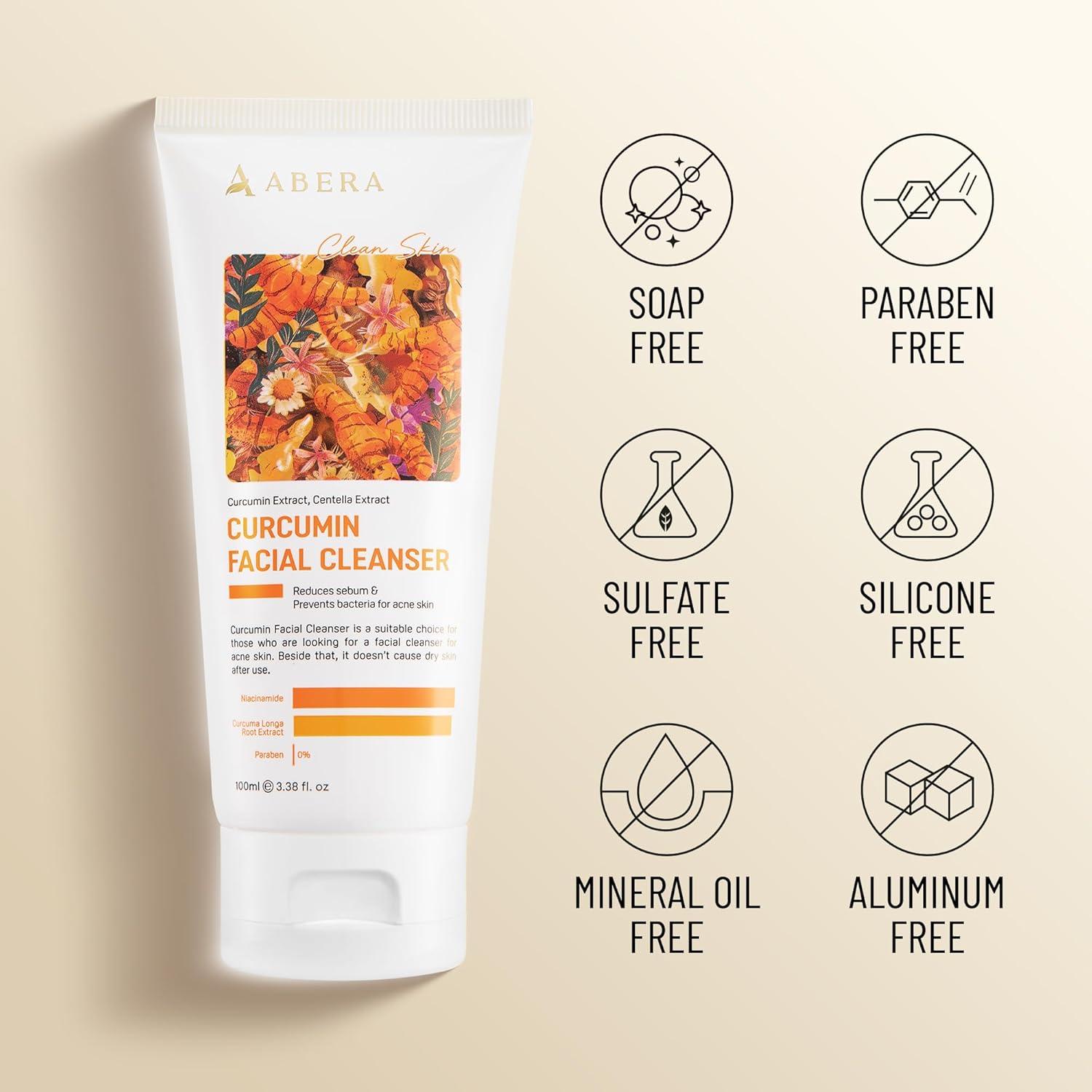 Limpiador Facial ABERA de Cúrcuma 100 ml - Piel Sensible 4 en 1