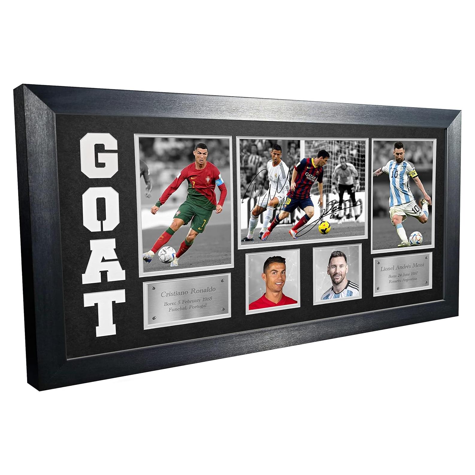 Montaje Fotográfico Cristiano Ronaldo y Lionel Messi - Marco de Madera