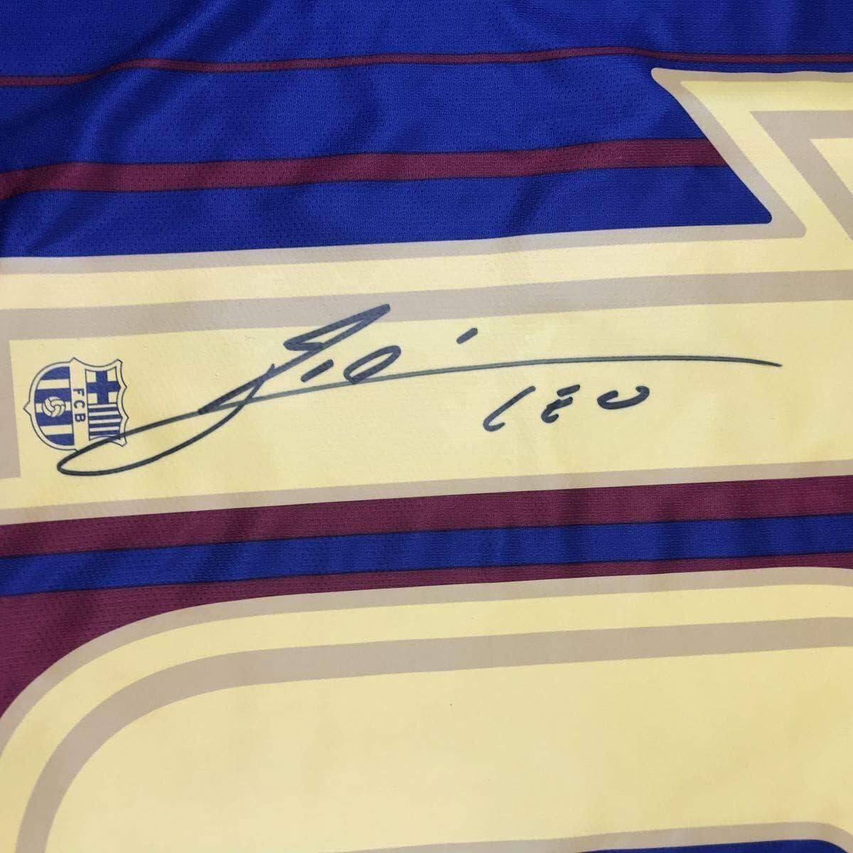 Camiseta de fútbol firmada FC Barcelona Messi enmarcada 89x99 cm