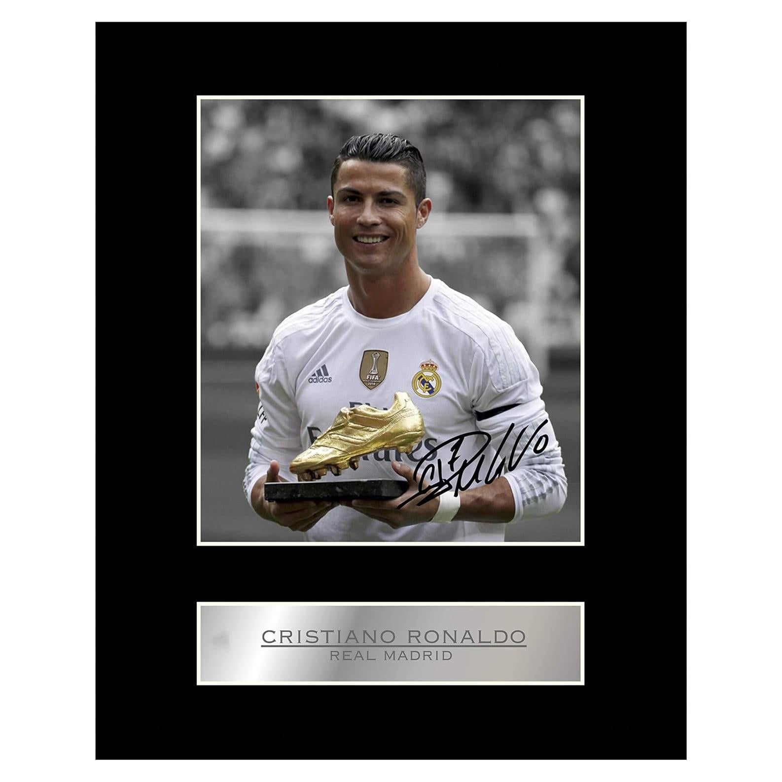 Foto Montada Firmada Cristiano Ronaldo 10x8 cm Real Madrid