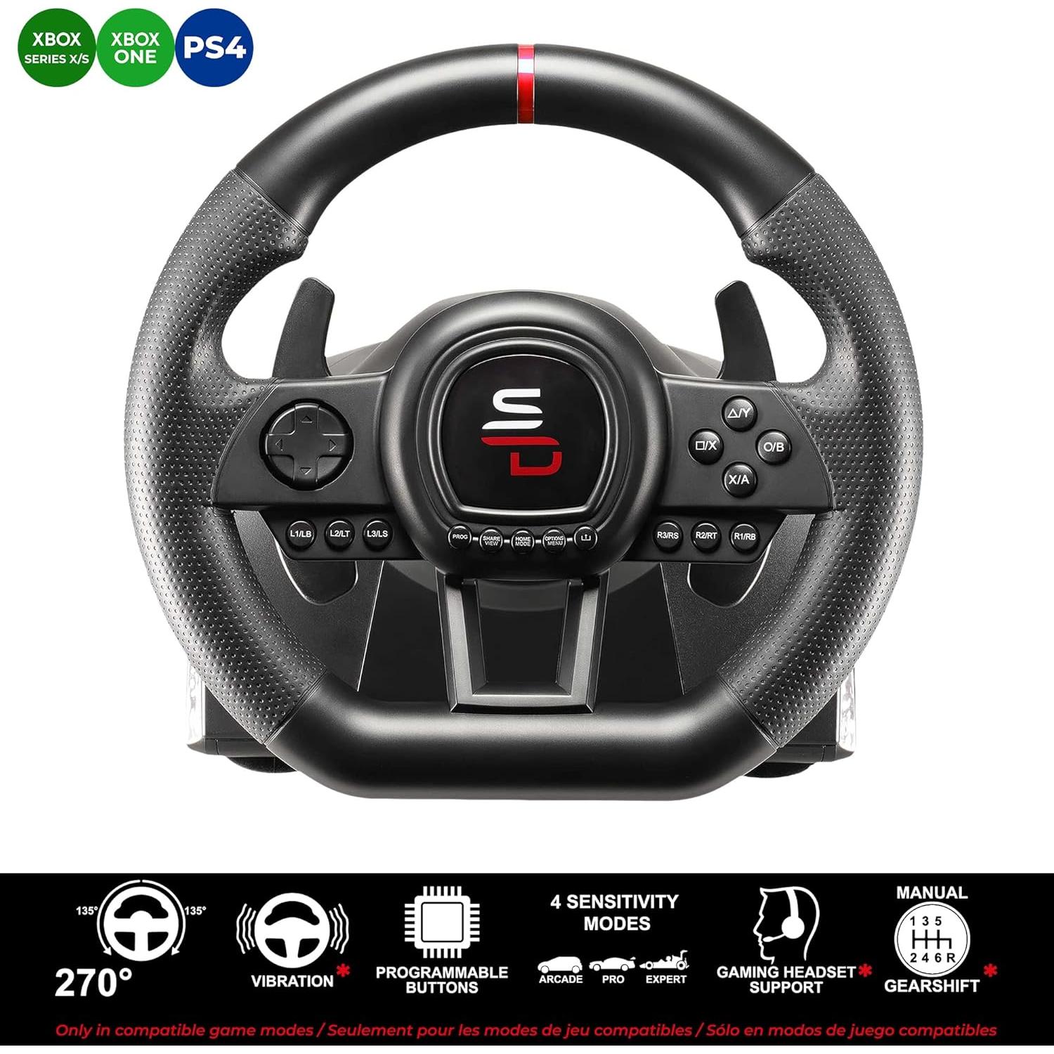 Volante Subsonic GS650-X con palanca y 3 pedales para consolas