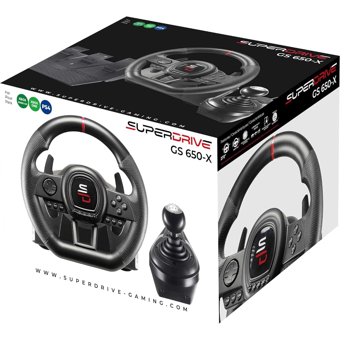 Volante Subsonic GS650-X con palanca y 3 pedales para consolas