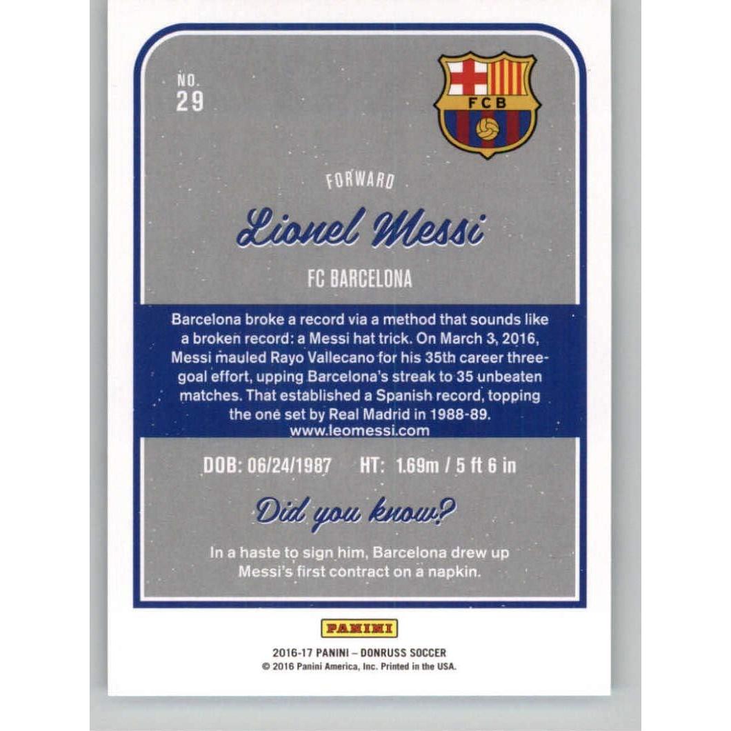Tarjeta de Colección Donruss 2016 Lionel Messi FC Barcelona