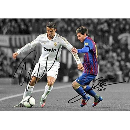 Foto Autografiada Cristiano Ronaldo y Lionel Messi en Marco 33x24cm