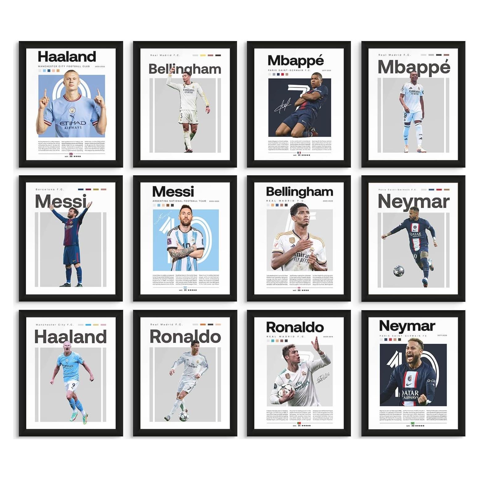 Conjunto de 12 Pósters de Fútbol BigWig Prints 20x25 cm