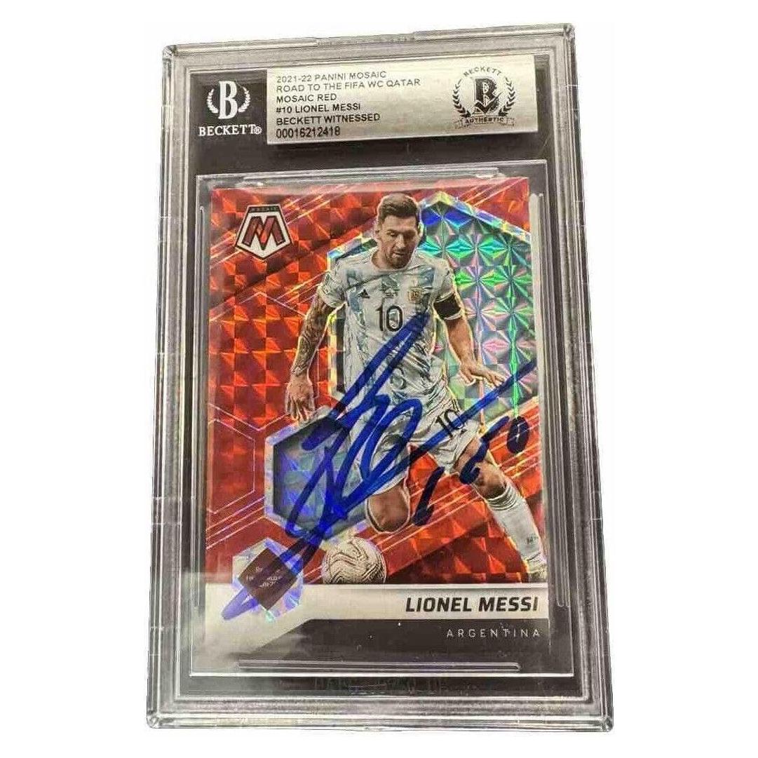 Tarjeta Firmada Lionel Messi 2021-22 Panini Mosaic #10 BAS