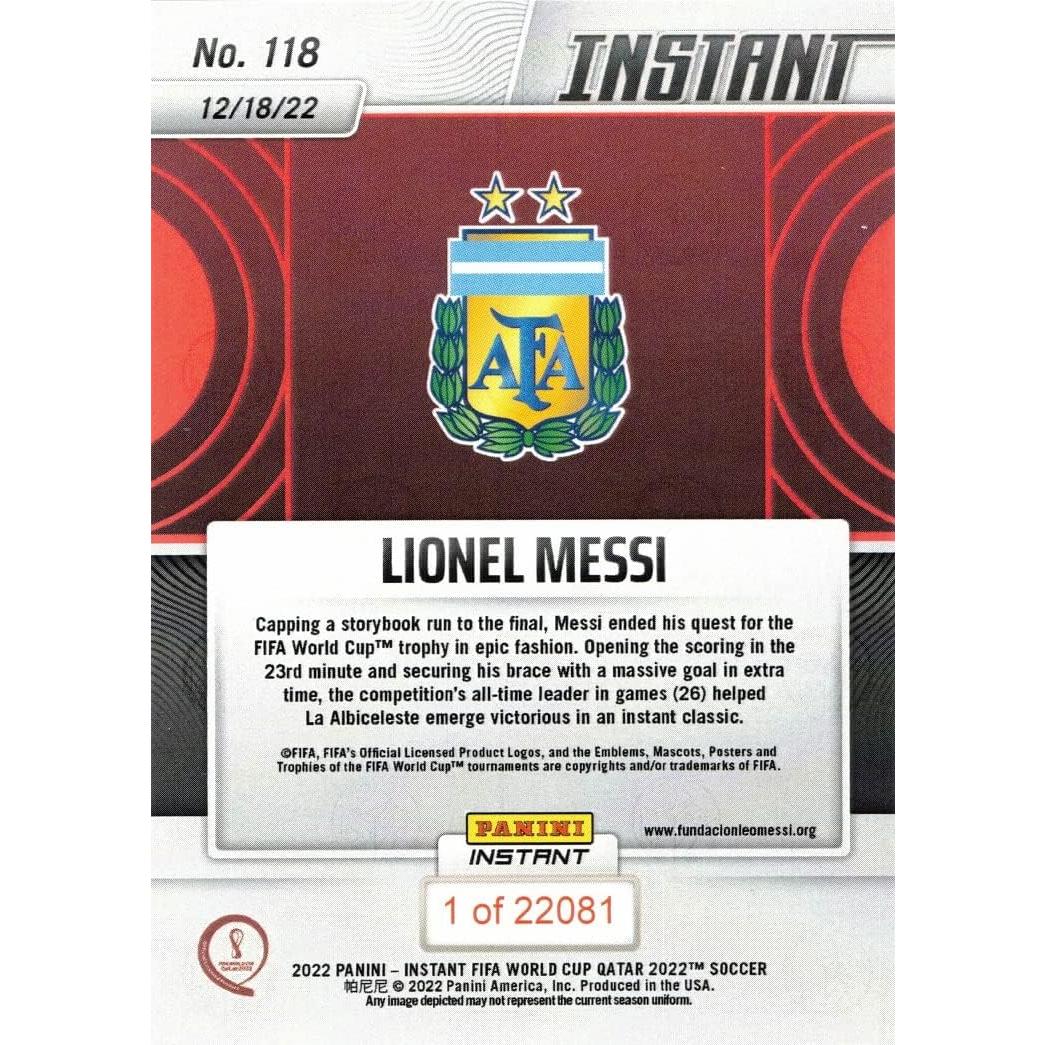 Tarjeta de Fútbol Panini 2022 Lionel Messi Argentina