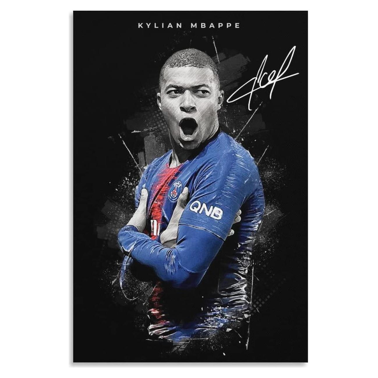Póster Kylian Mbappé Lienzo Impreso 30x45cm Decoración