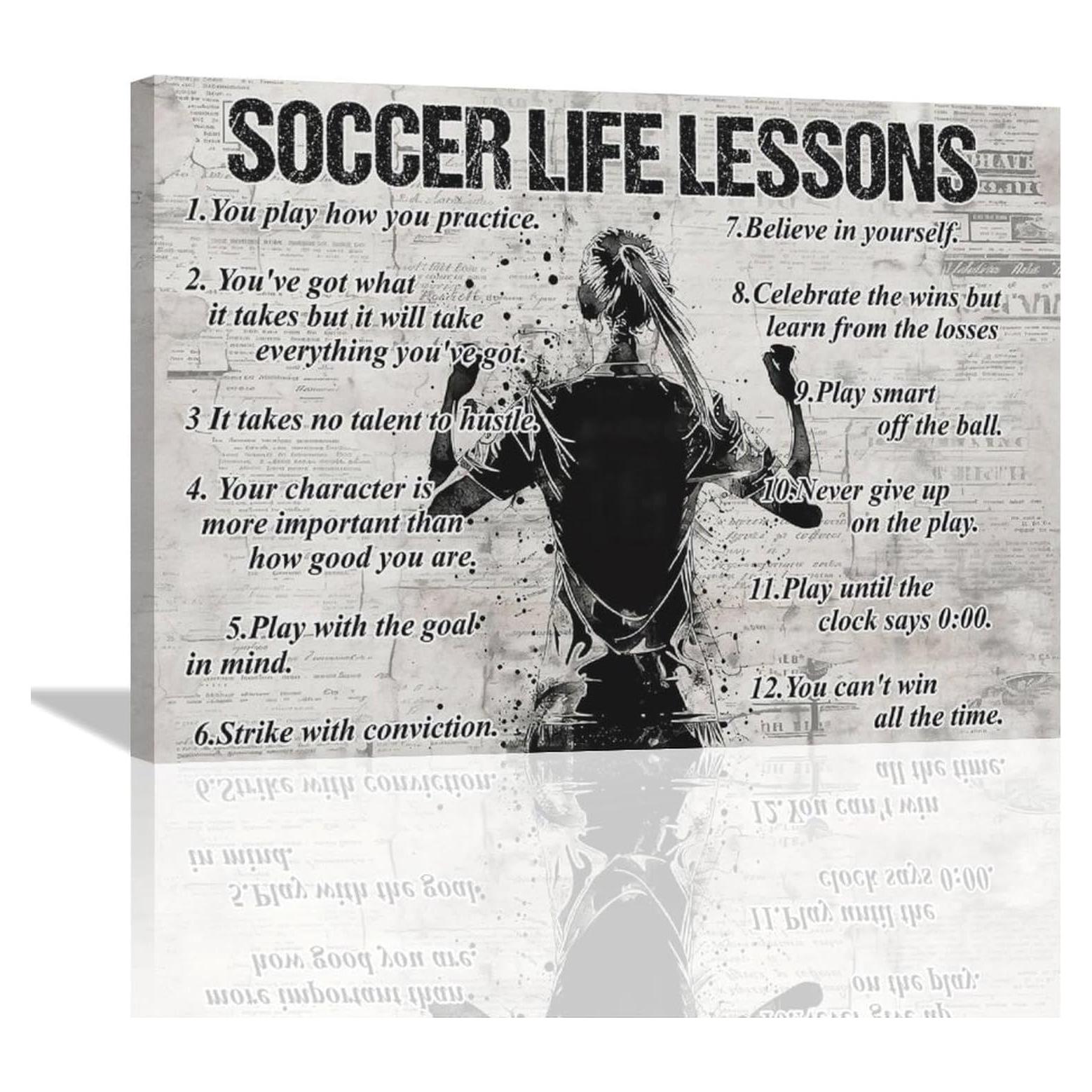 Arte de Pared Lienzo Lecciones de Vida Fútbol 30.48x40.64cm