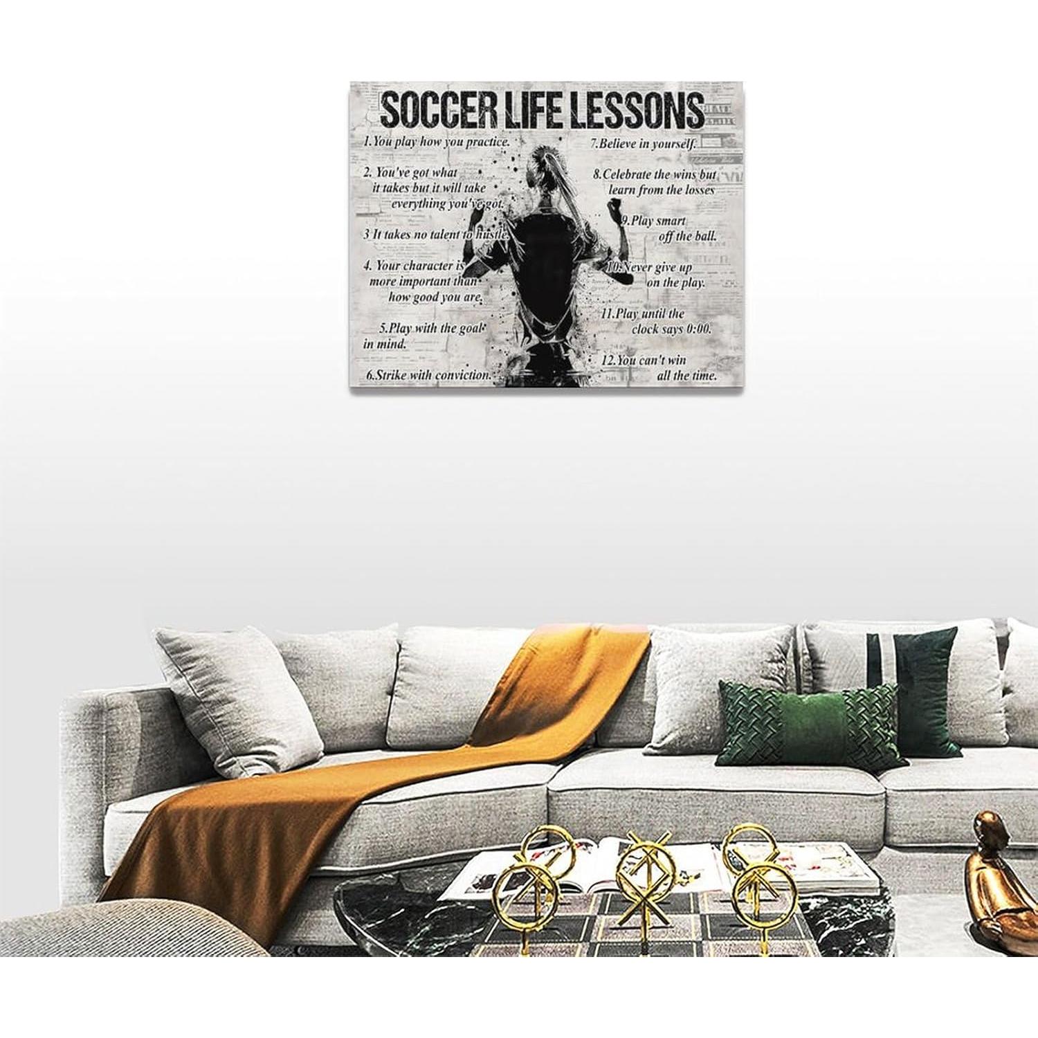 Arte de Pared Lienzo Lecciones de Vida Fútbol 30.48x40.64cm