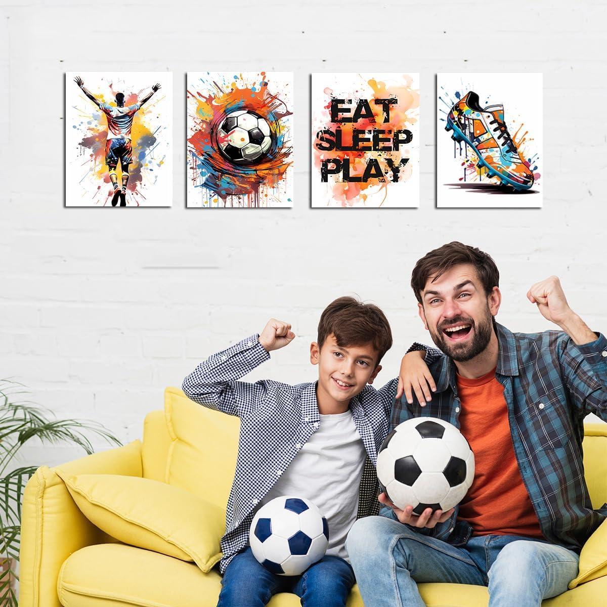 Set de 4 Pósters de Arte de Pared de Graffiti de Fútbol 20.4x25.7cm