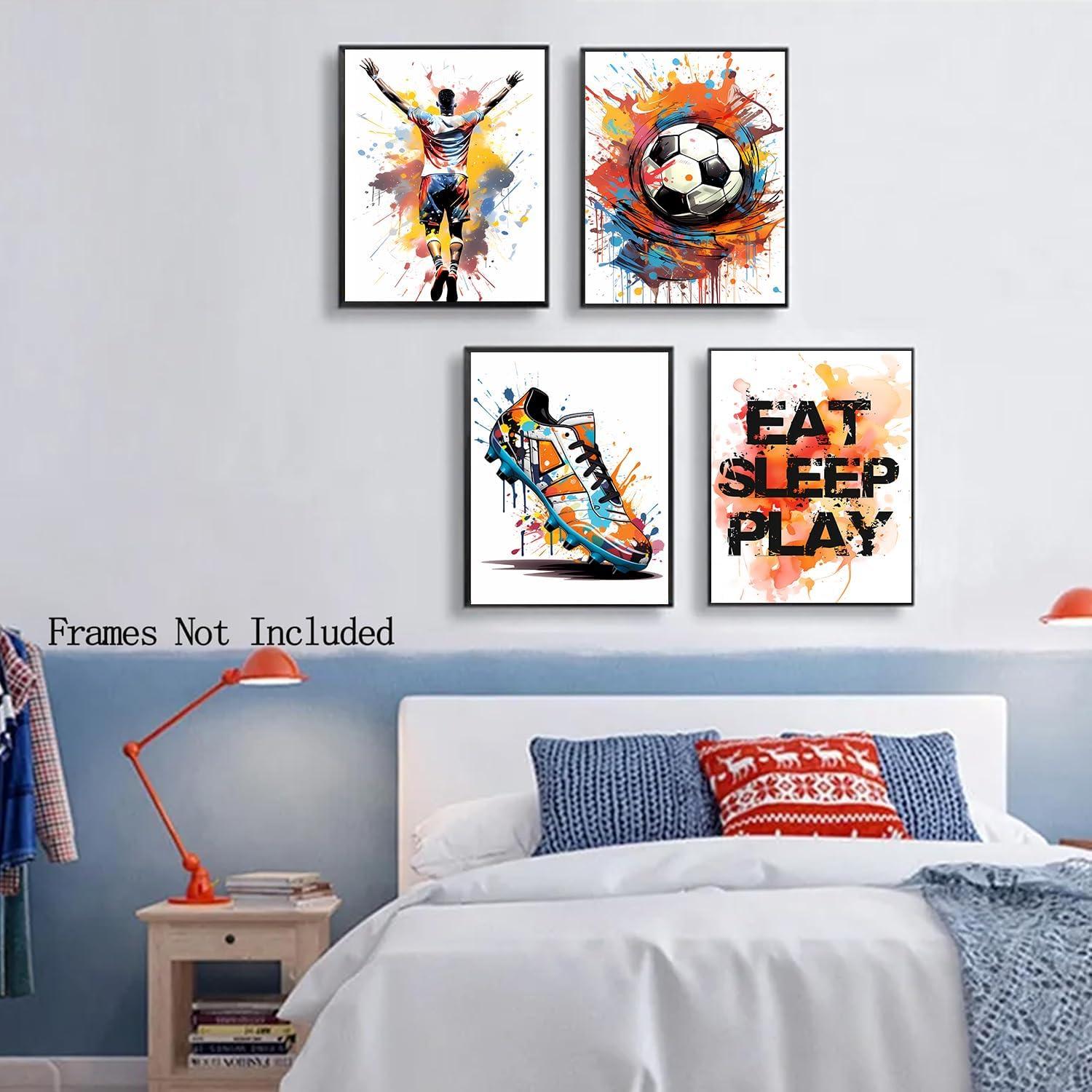 Set de 4 Pósters de Arte de Pared de Graffiti de Fútbol 20.4x25.7cm
