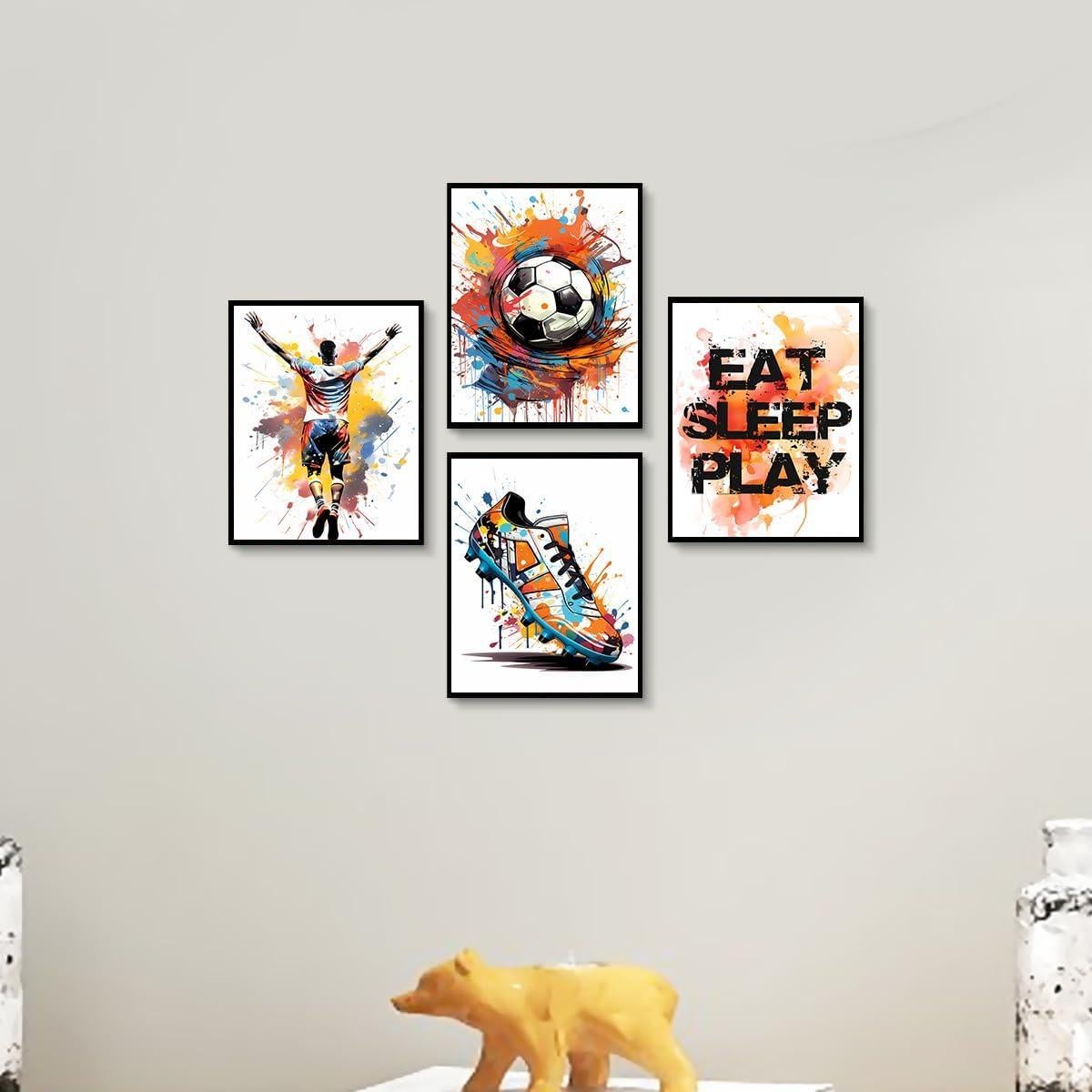 Set de 4 Pósters de Arte de Pared de Graffiti de Fútbol 20.4x25.7cm