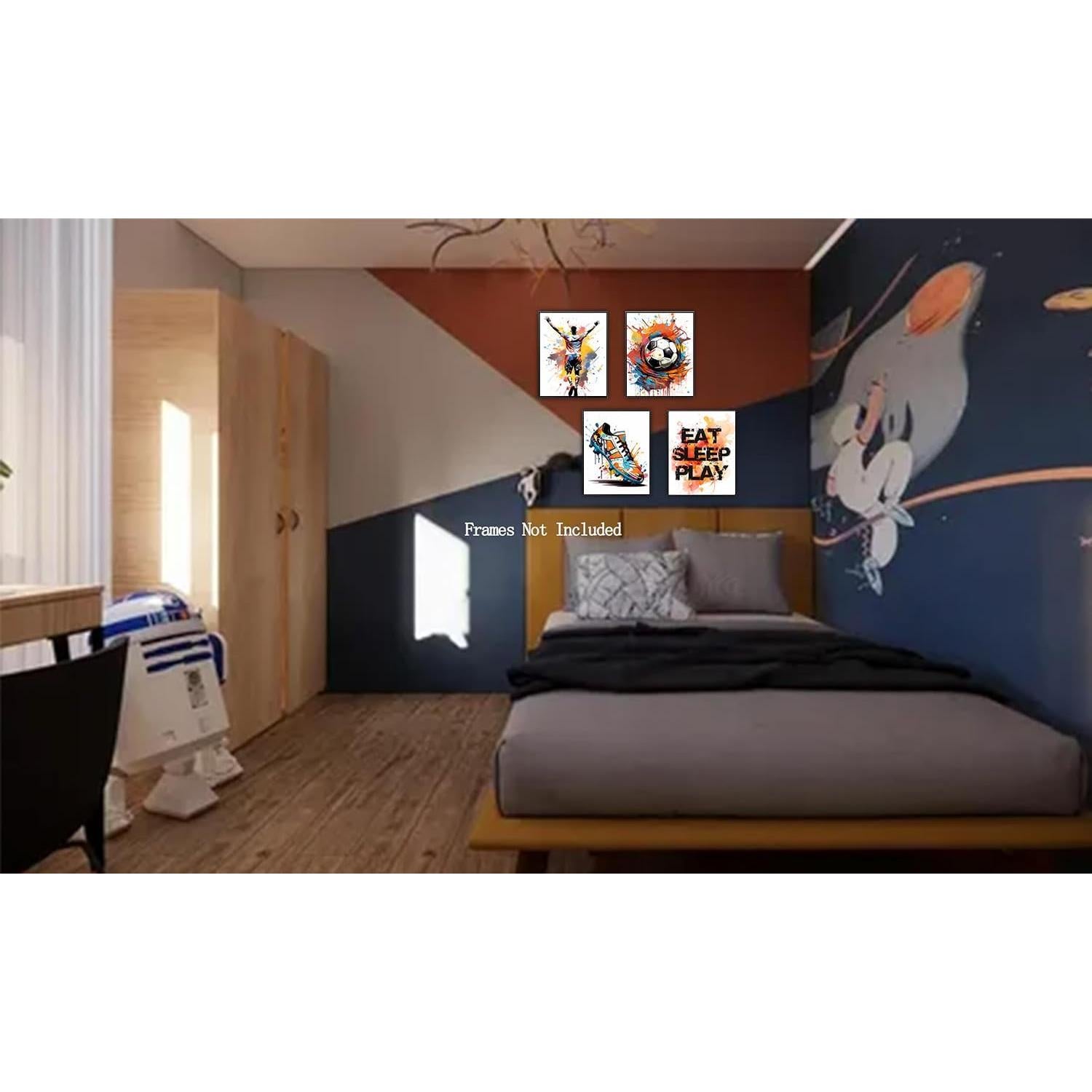 Set de 4 Pósters de Arte de Pared de Graffiti de Fútbol 20.4x25.7cm