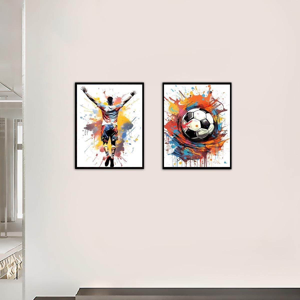 Set de 4 Pósters de Arte de Pared de Graffiti de Fútbol 20.4x25.7cm