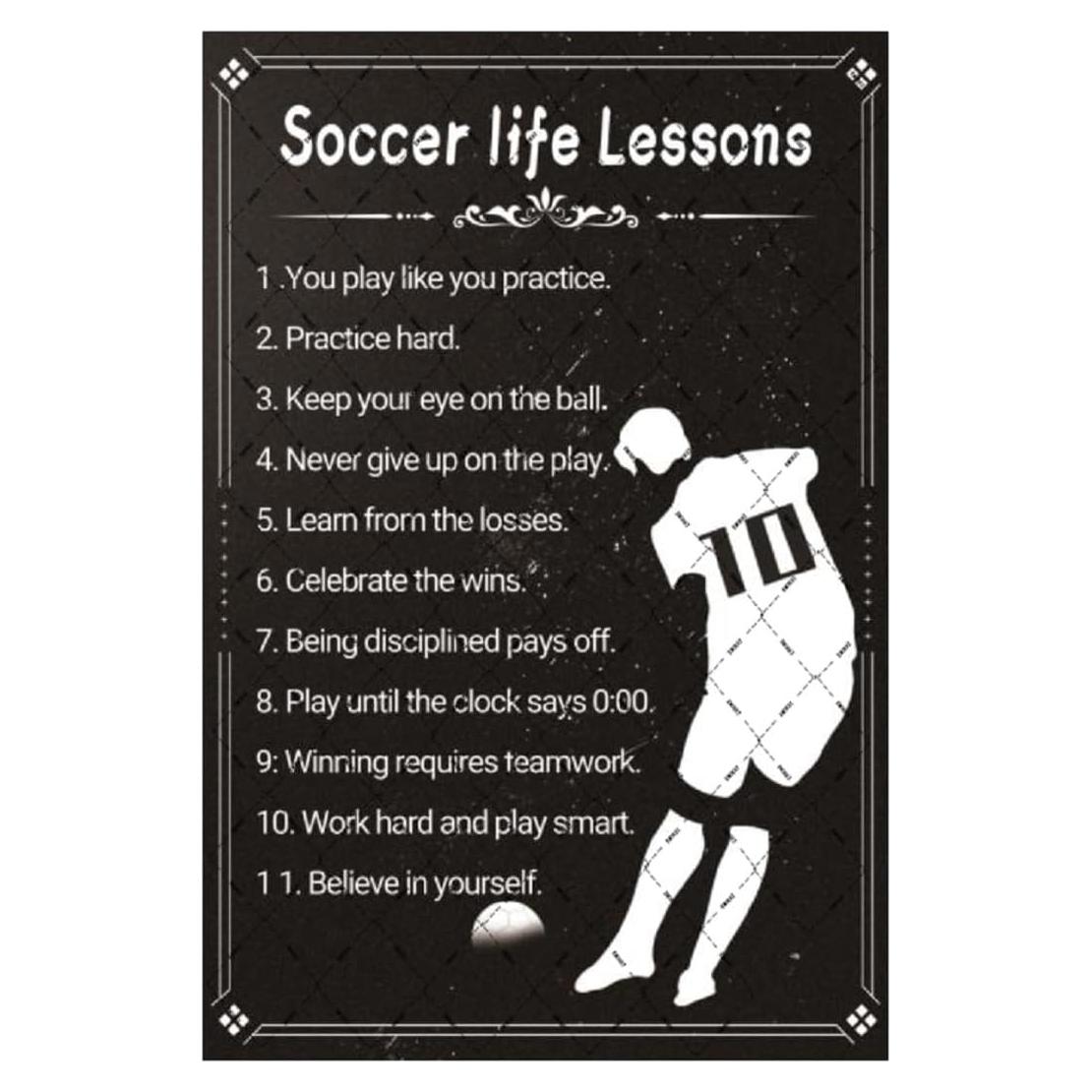 Cartel de Metal EMOHAT Lecciones de Vida en el Fútbol 30x20 cm